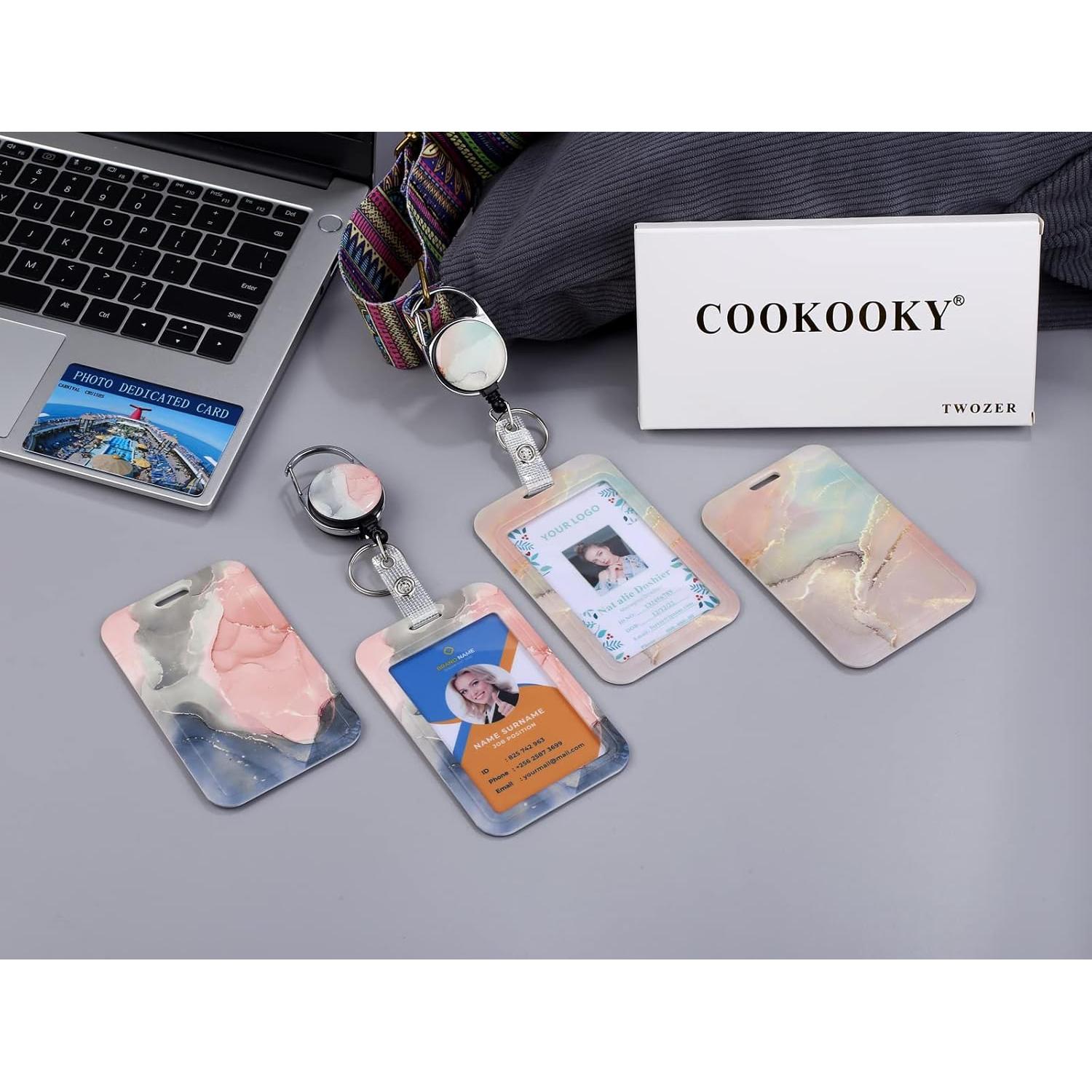 2 Portatarjetas Retráctiles COOKOOKY con Clip para ID 60 cm