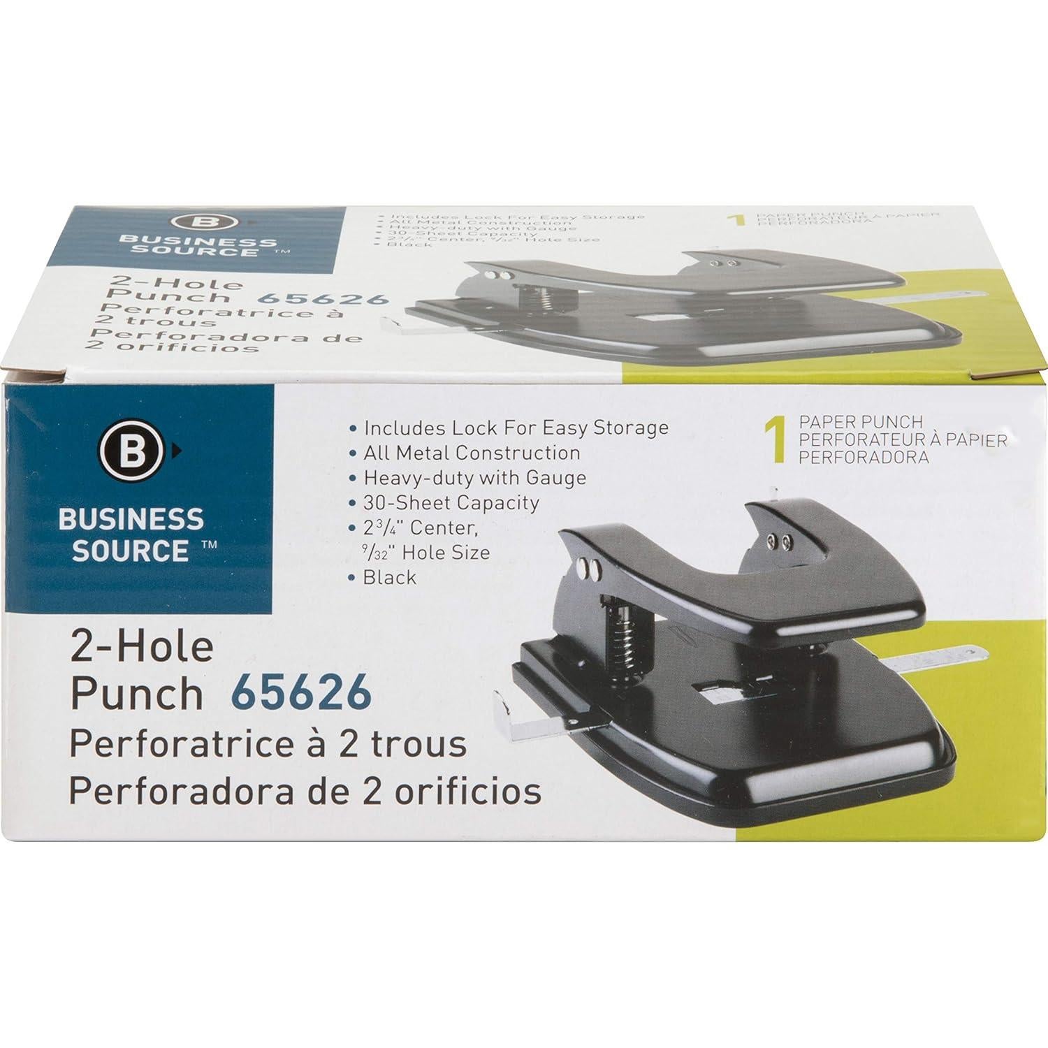 Perforadora de alta resistencia Business Source 65626, Negra, 30 hojas