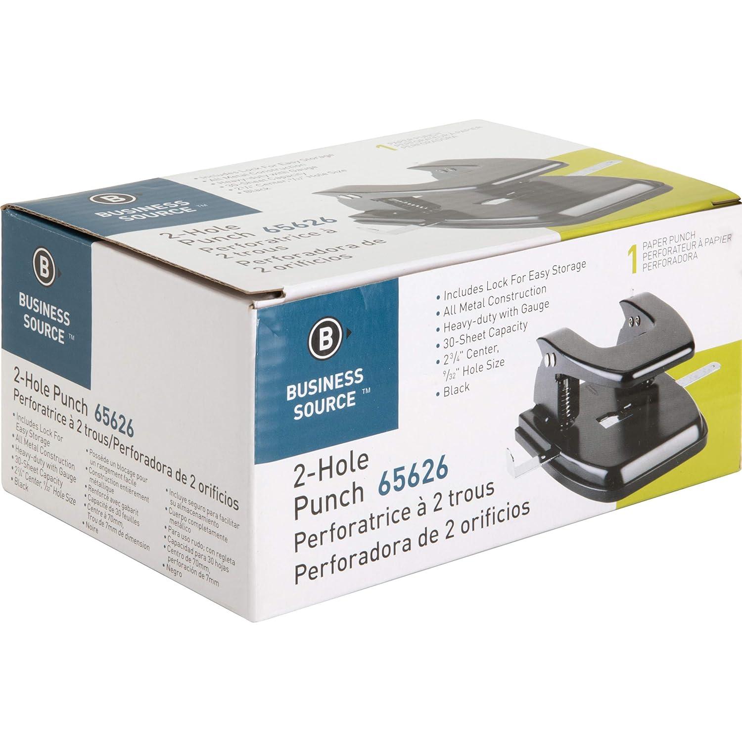 Perforadora de alta resistencia Business Source 65626, Negra, 30 hojas