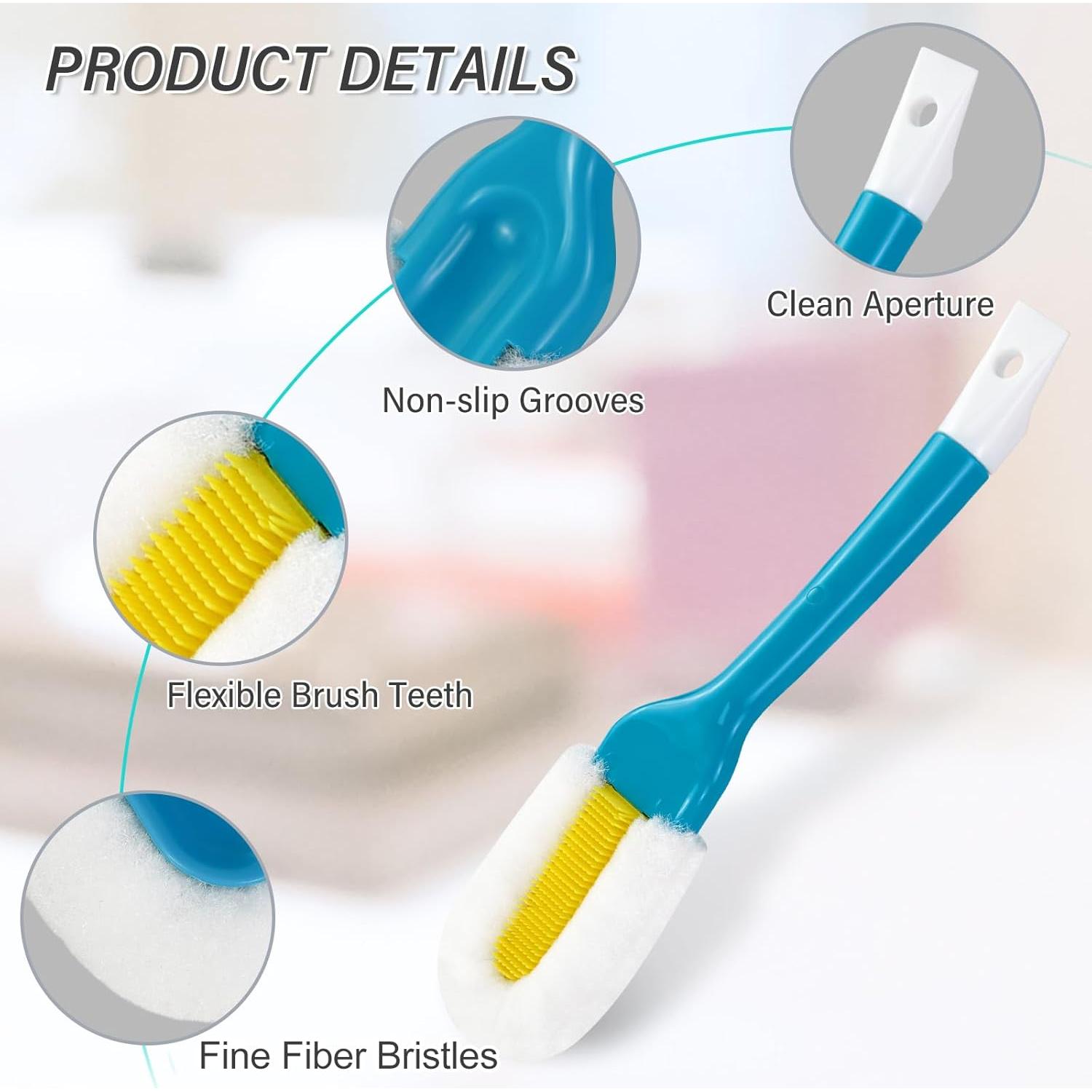 Cepillo Limpiador de Zapatos Andiker, Mango Largo, Azul