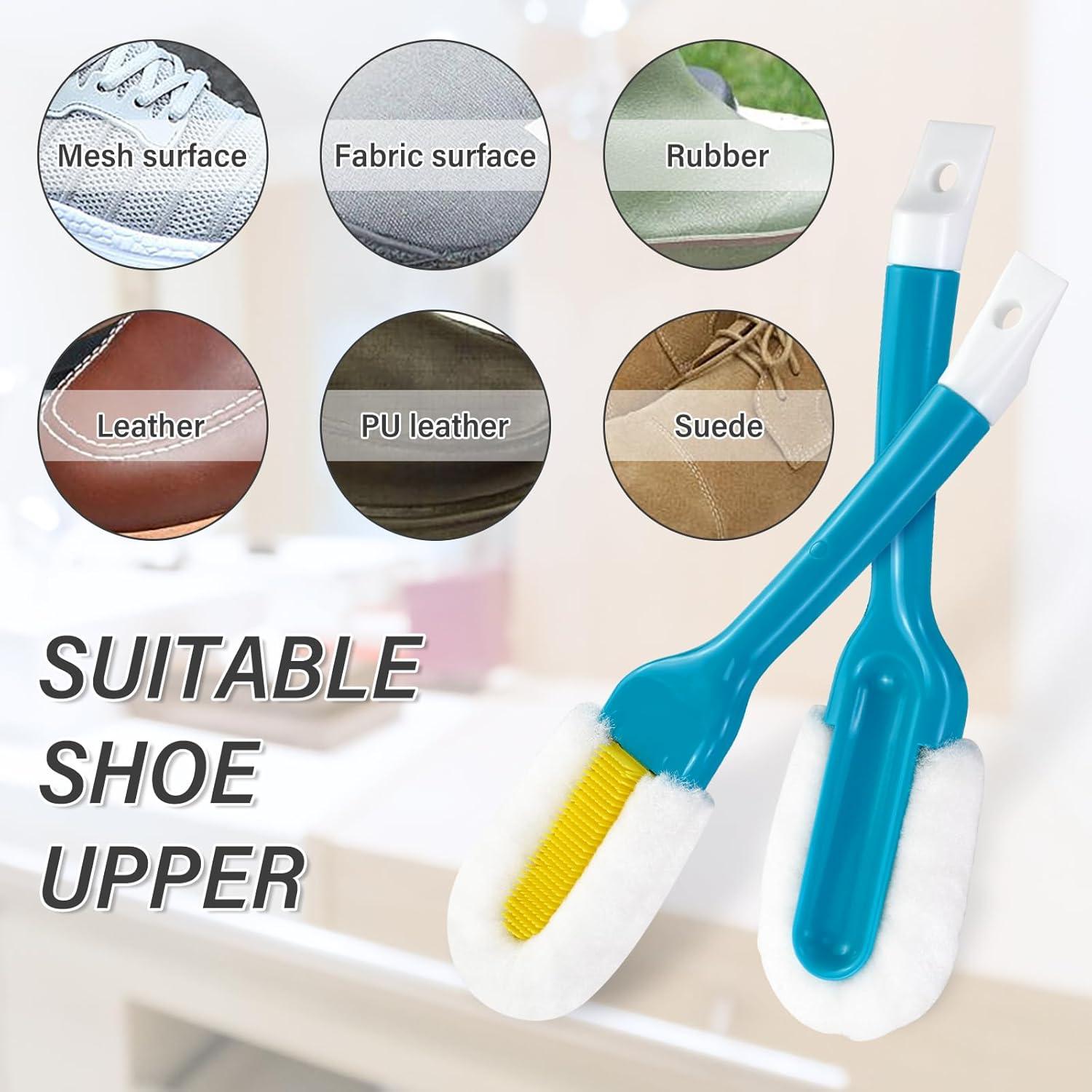 Cepillo Limpiador de Zapatos Andiker, Mango Largo, Azul