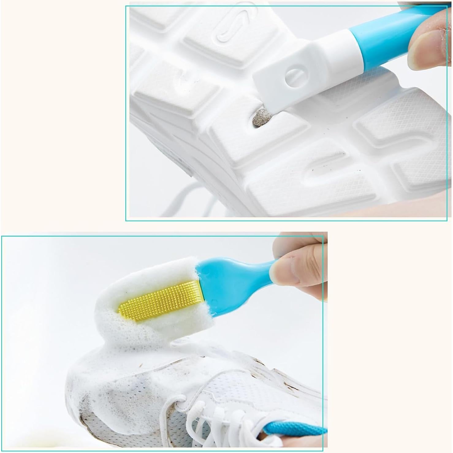 Cepillo Limpiador de Zapatos Andiker, Mango Largo, Azul