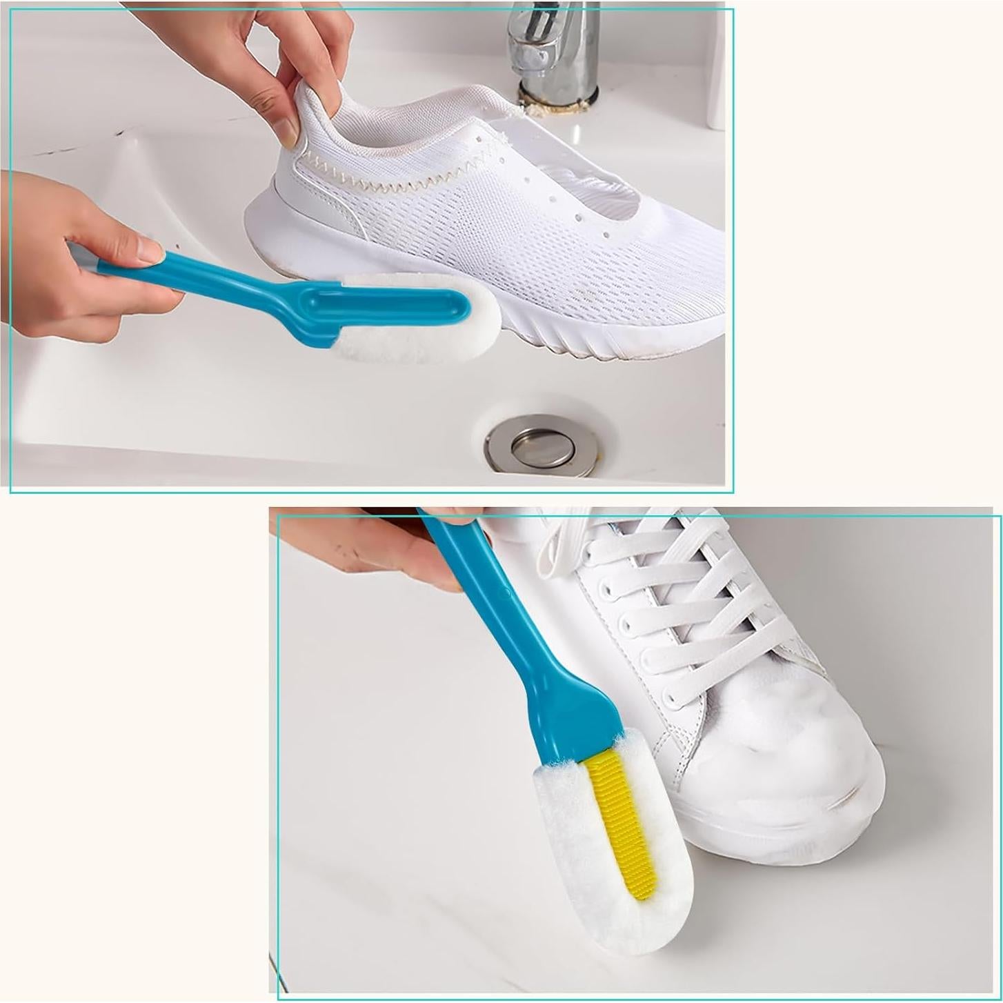 Cepillo Limpiador de Zapatos Andiker, Mango Largo, Azul