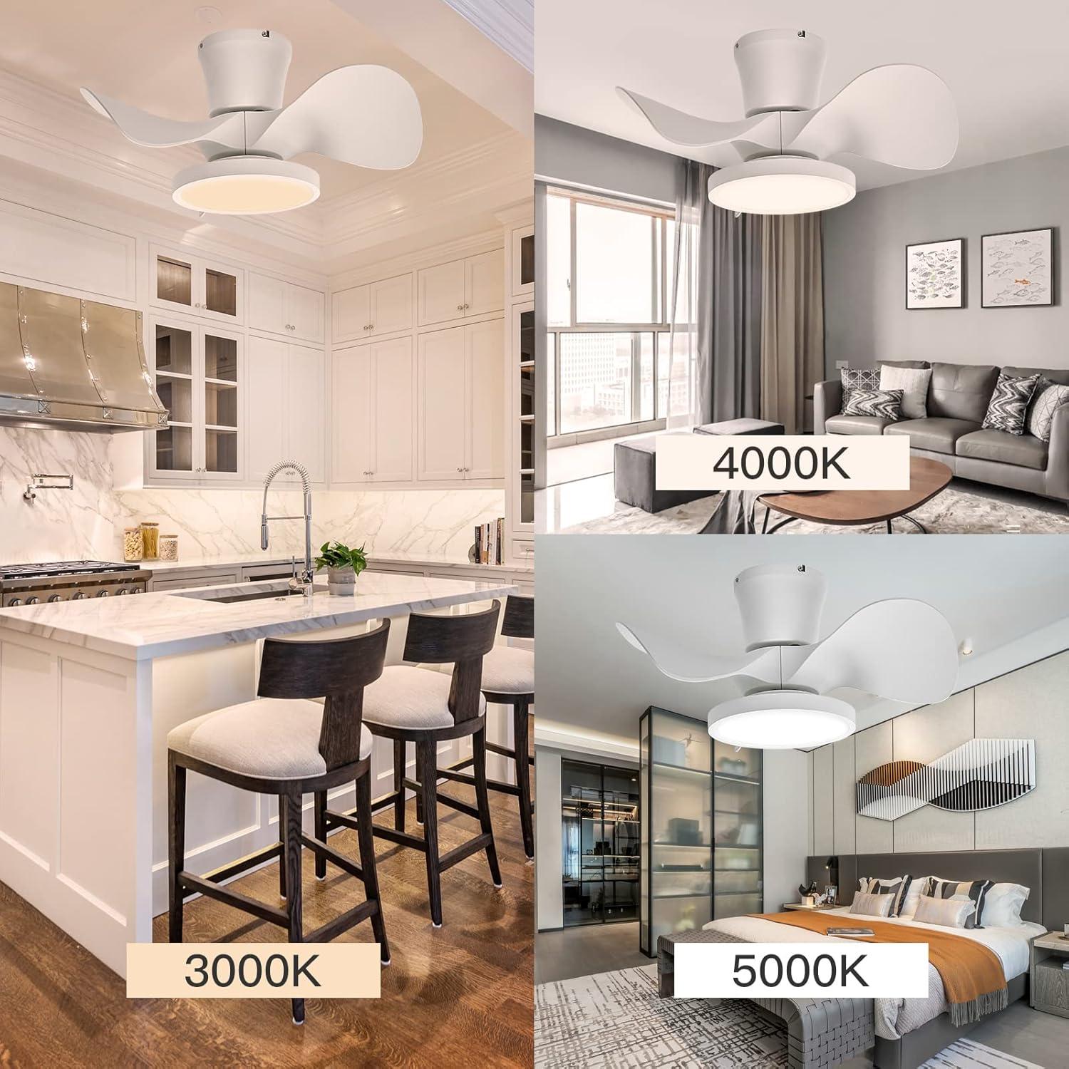 Ventilador de Techo Ocioc 22" Blanco con Luz LED y Control Remoto