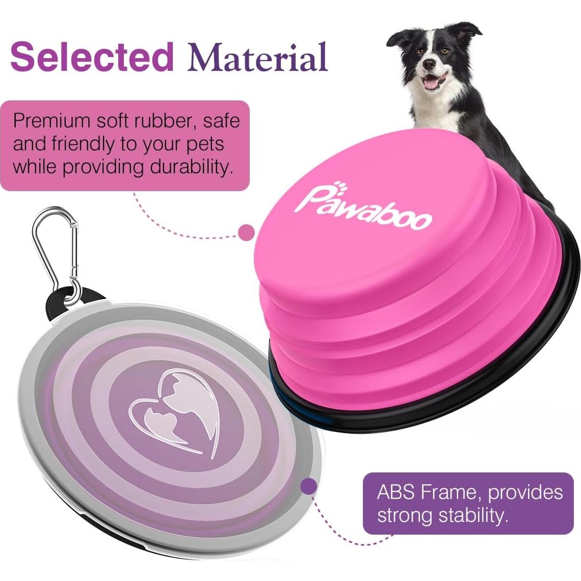 Cuencos Plegables Pawaboo para Perros 1000ml 2 Pack Rosa + Púrpura