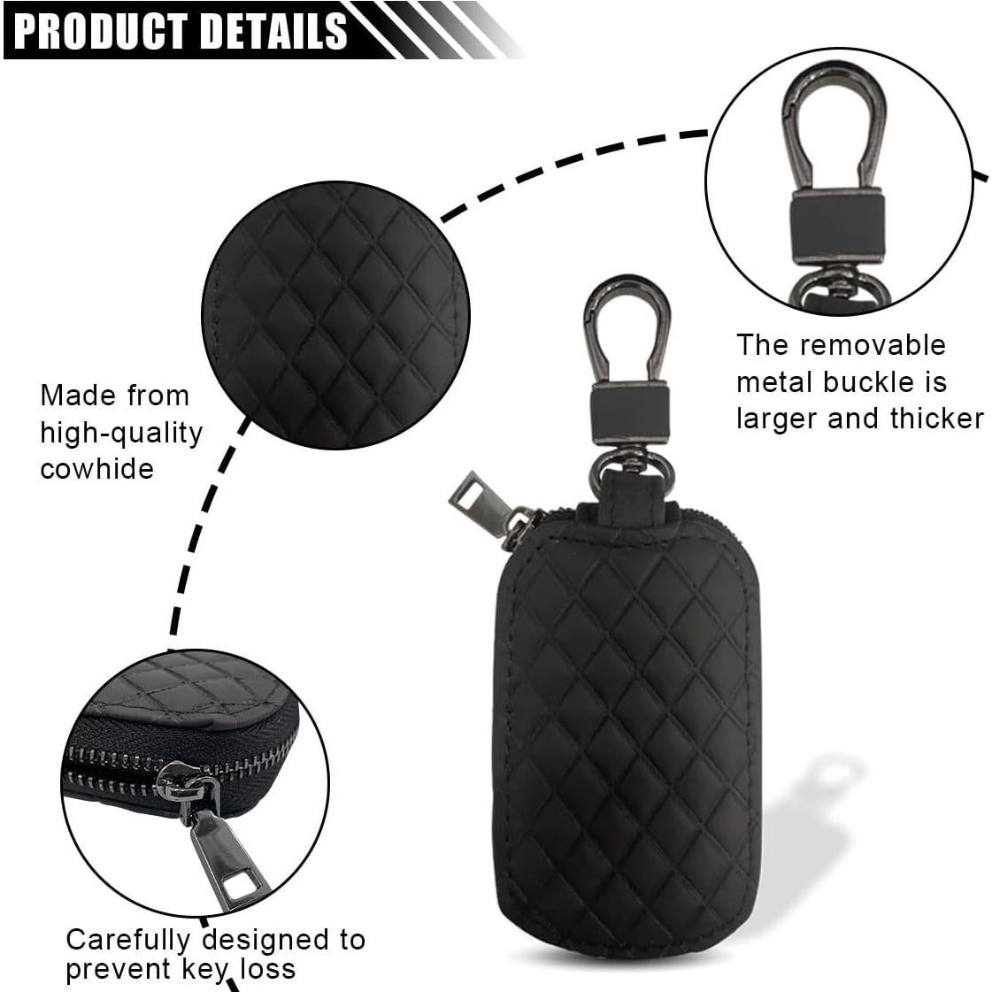 Funda de Llave de Coche LAINLOY de Cuero Negro Universal