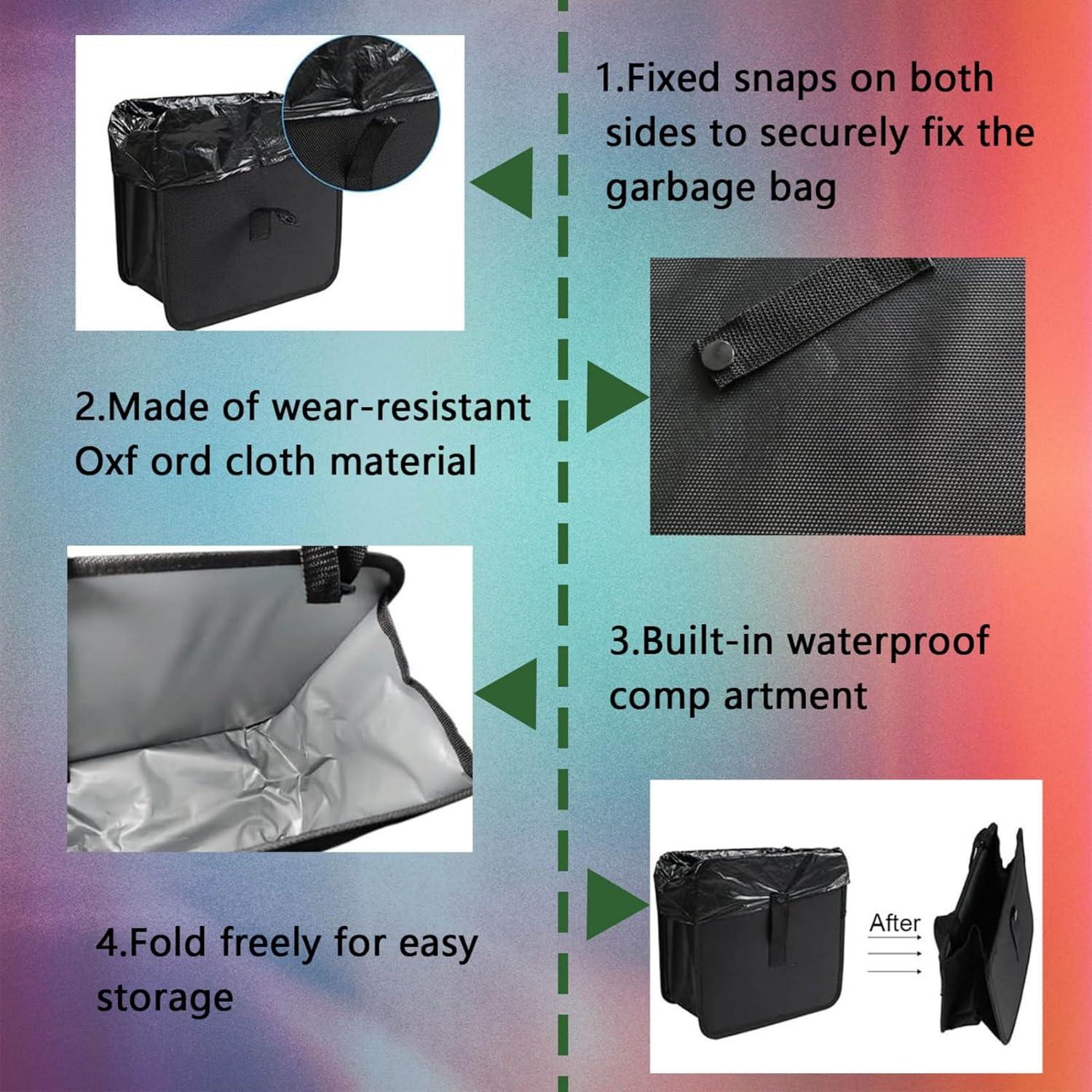 Basurero de Auto Honibaoto Plegable 11L Tela Oxford Negro