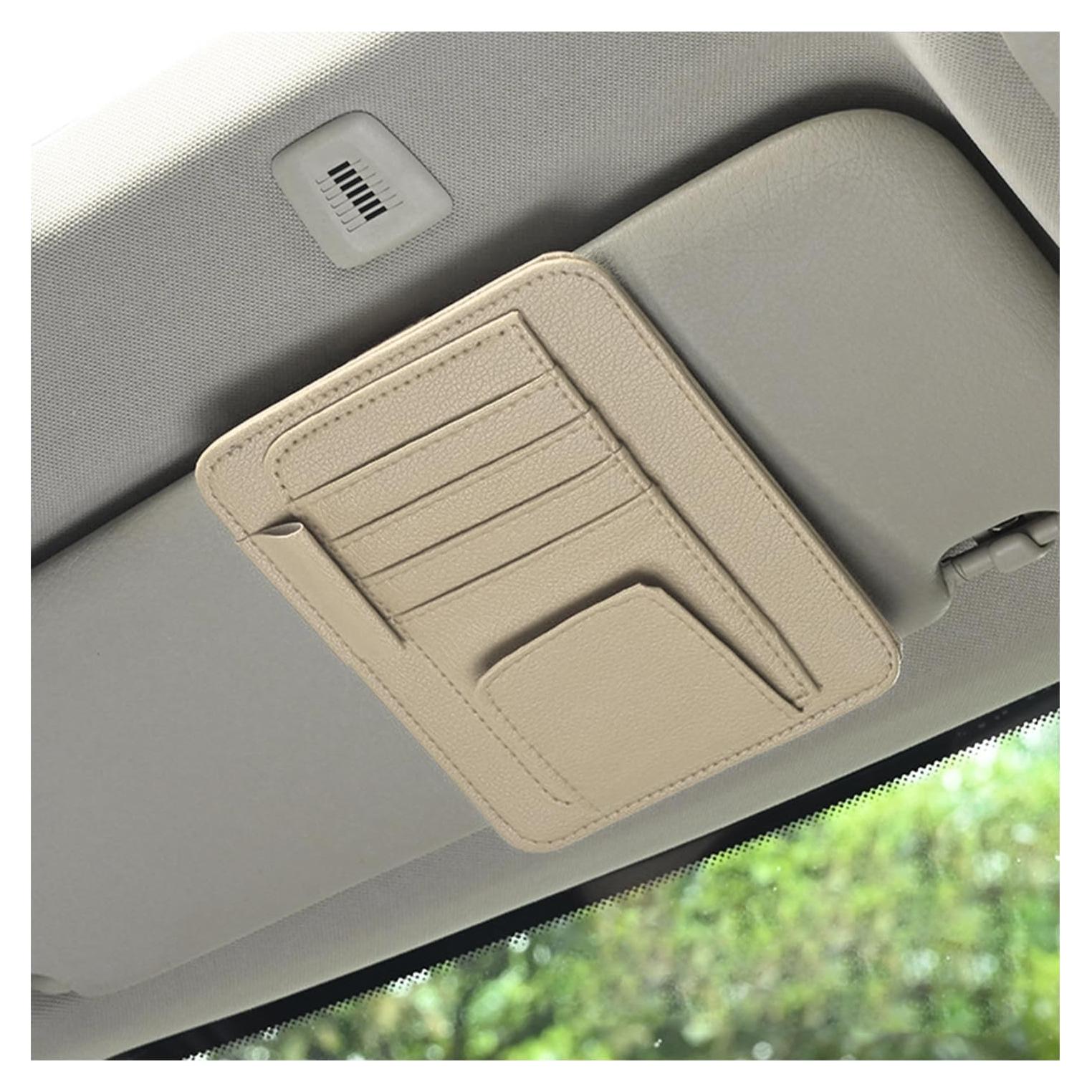 Organizador de Visera de Coche Augeny Beige, Almacenamiento Compacto