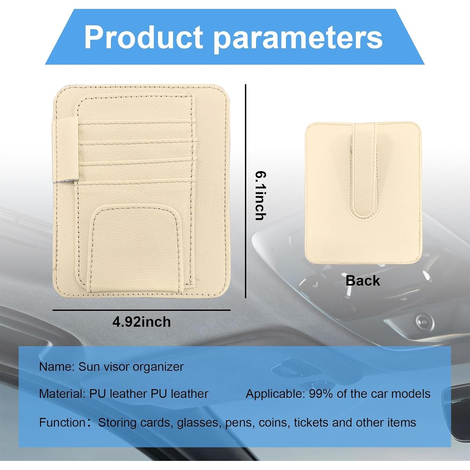 Organizador de Visera de Coche Augeny Beige, Almacenamiento Compacto