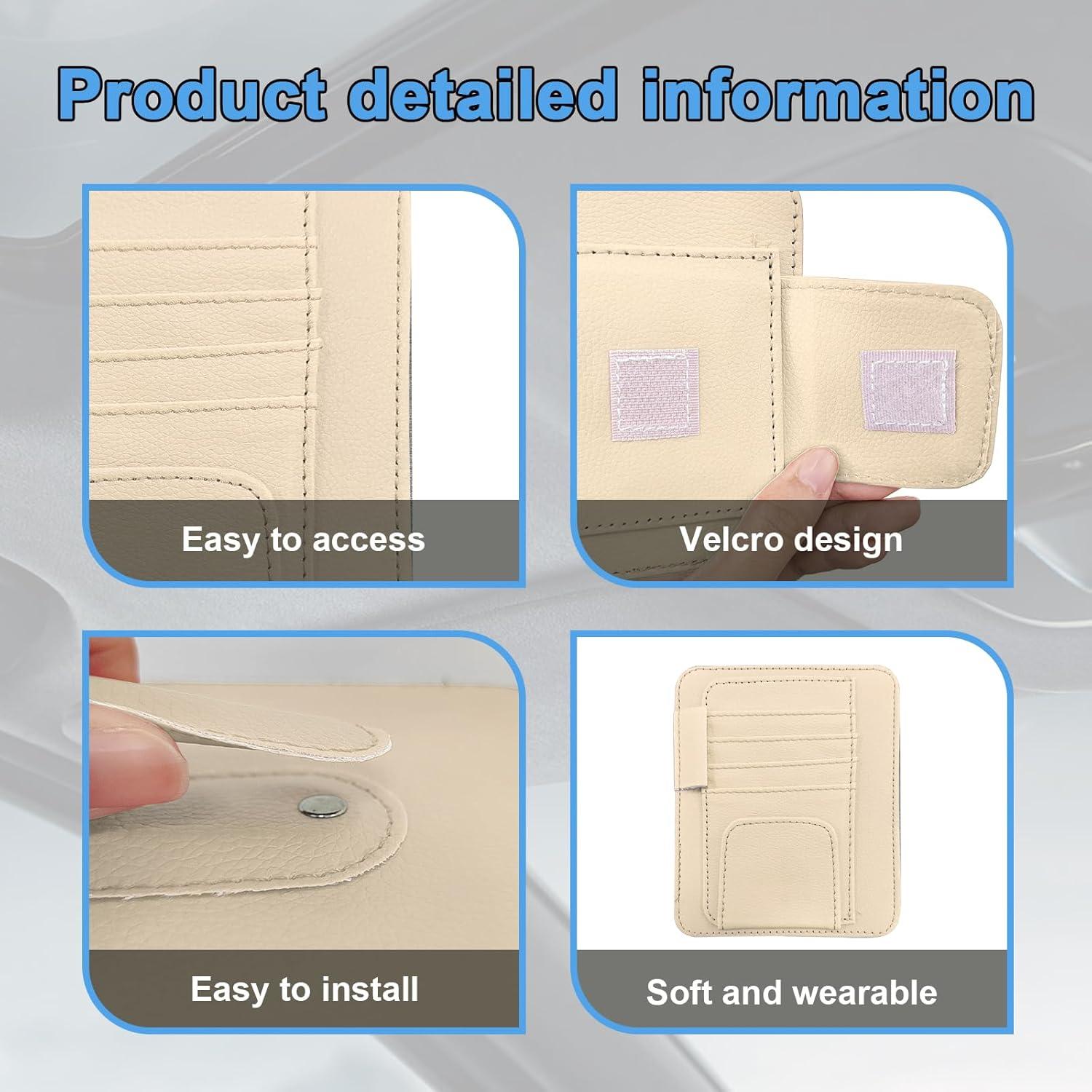 Organizador de Visera de Coche Augeny Beige, Almacenamiento Compacto