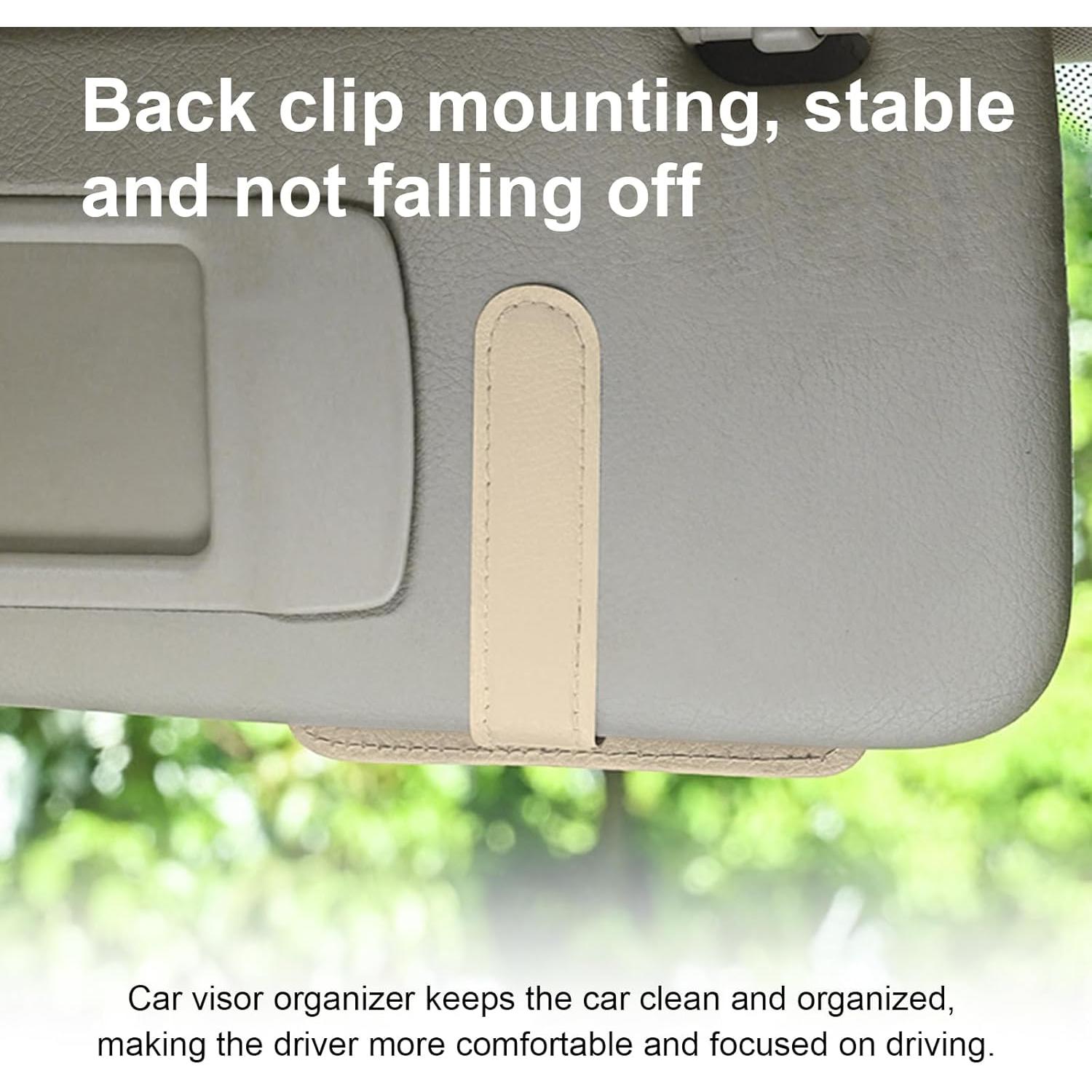 Organizador de Visera de Coche Augeny Beige, Almacenamiento Compacto