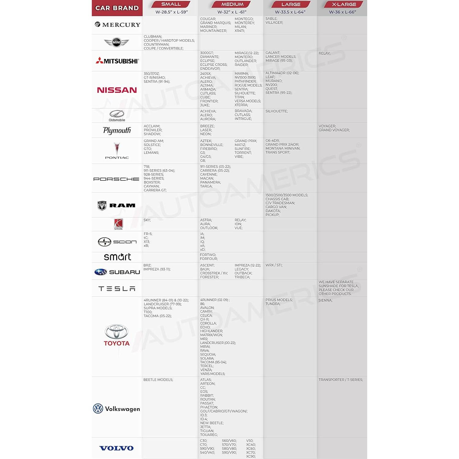Protector Solar para Parabrisas Autoamerics - Pequeño 150x72.4cm