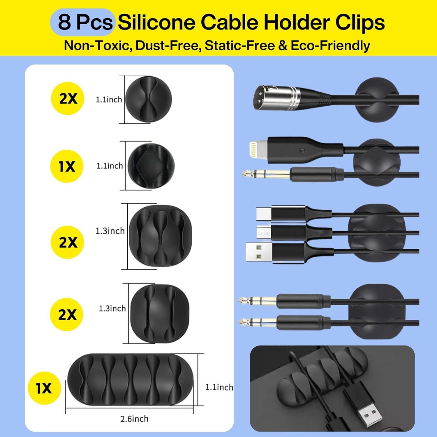 Kit de Gestión de Cables Topavatop 313 Piezas Negro
