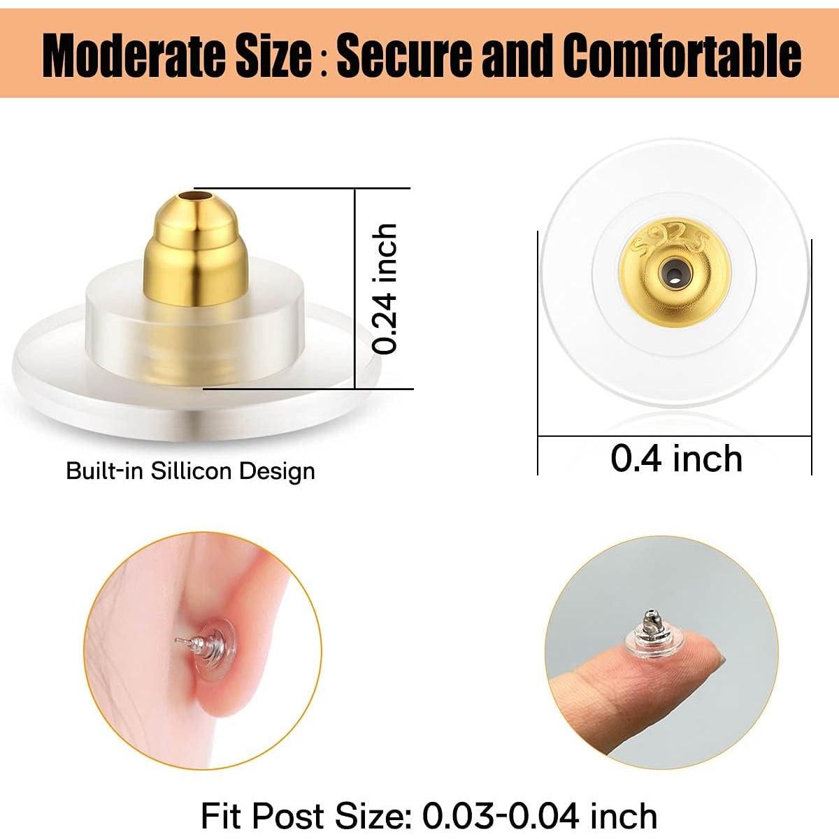 Cierres de Pendientes DELECOE 925 Plata Esterlina Dorado 4pcs