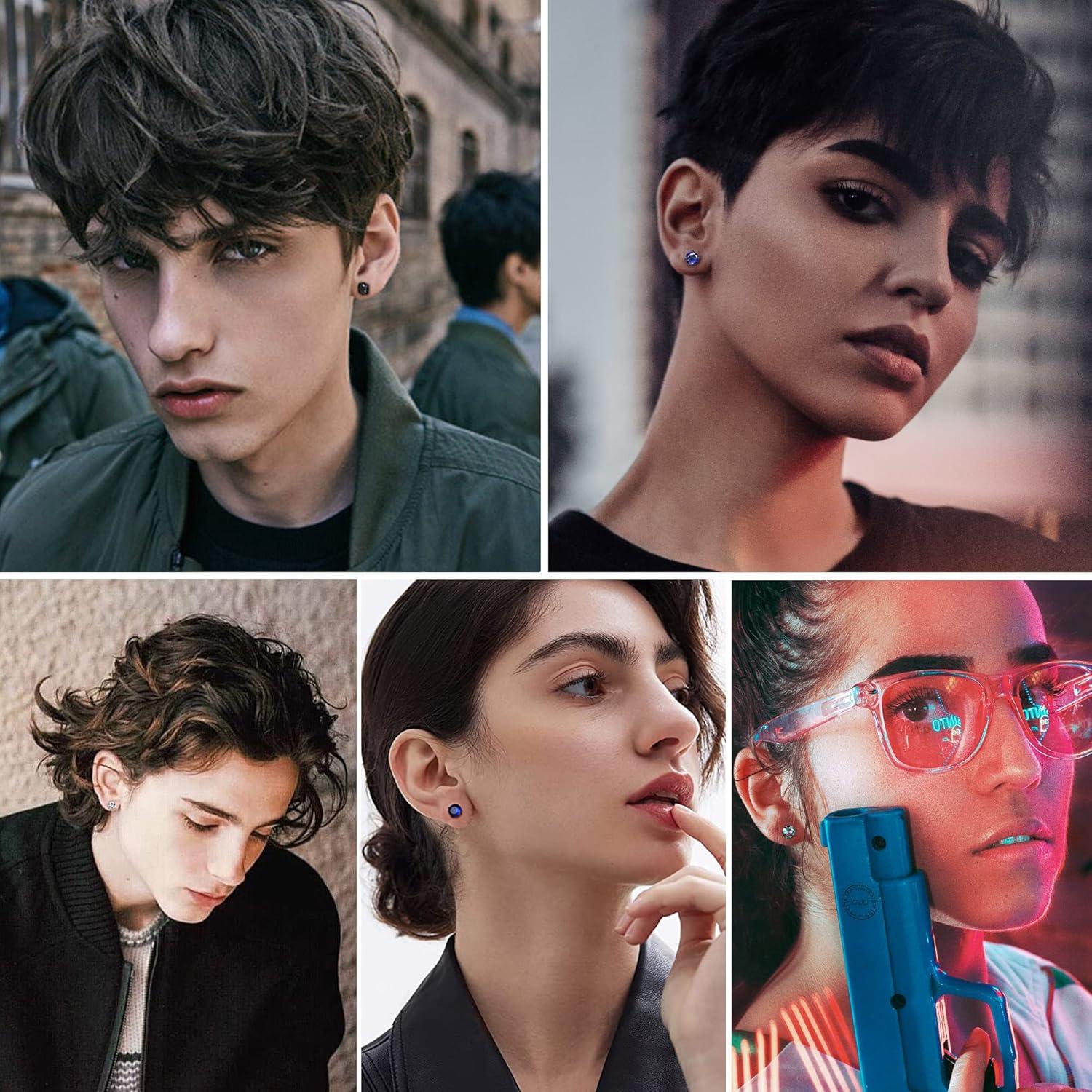 Pendientes Magnéticos SIISPRI 4 Pares Acero Inoxidable 6mm