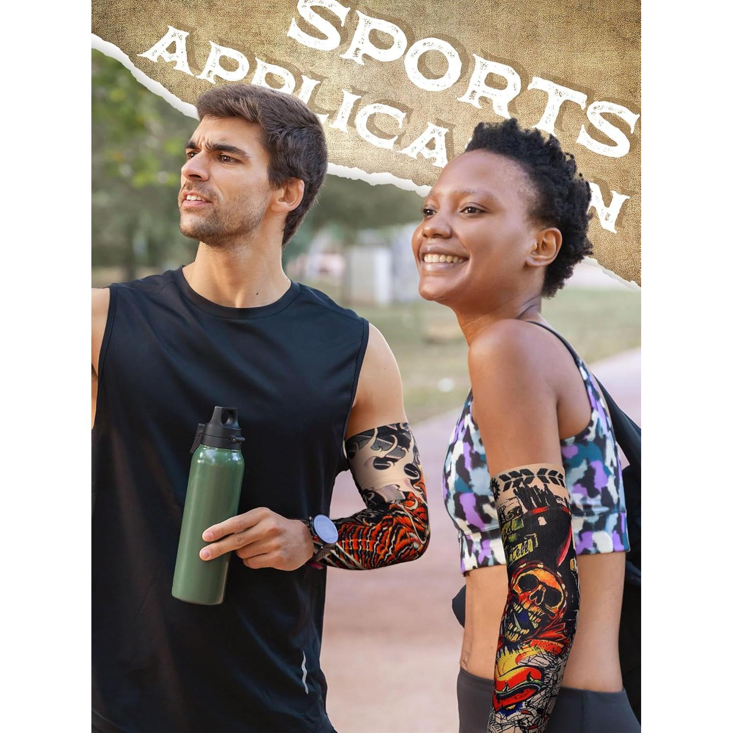 Geyoga Set de 12 Mangas de Tatuaje Falsas UV Unisex