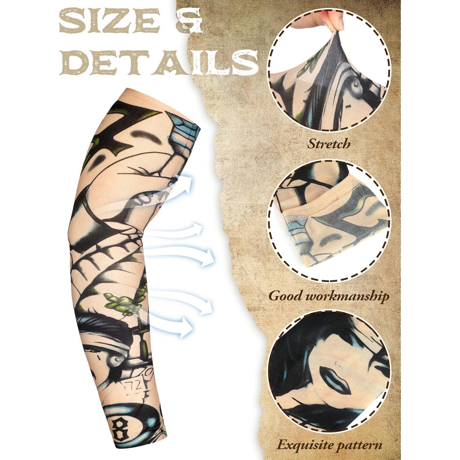 Geyoga Set de 12 Mangas de Tatuaje Falsas UV Unisex