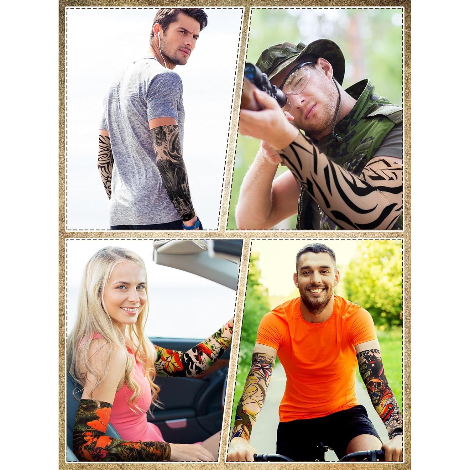 Geyoga Set de 12 Mangas de Tatuaje Falsas UV Unisex