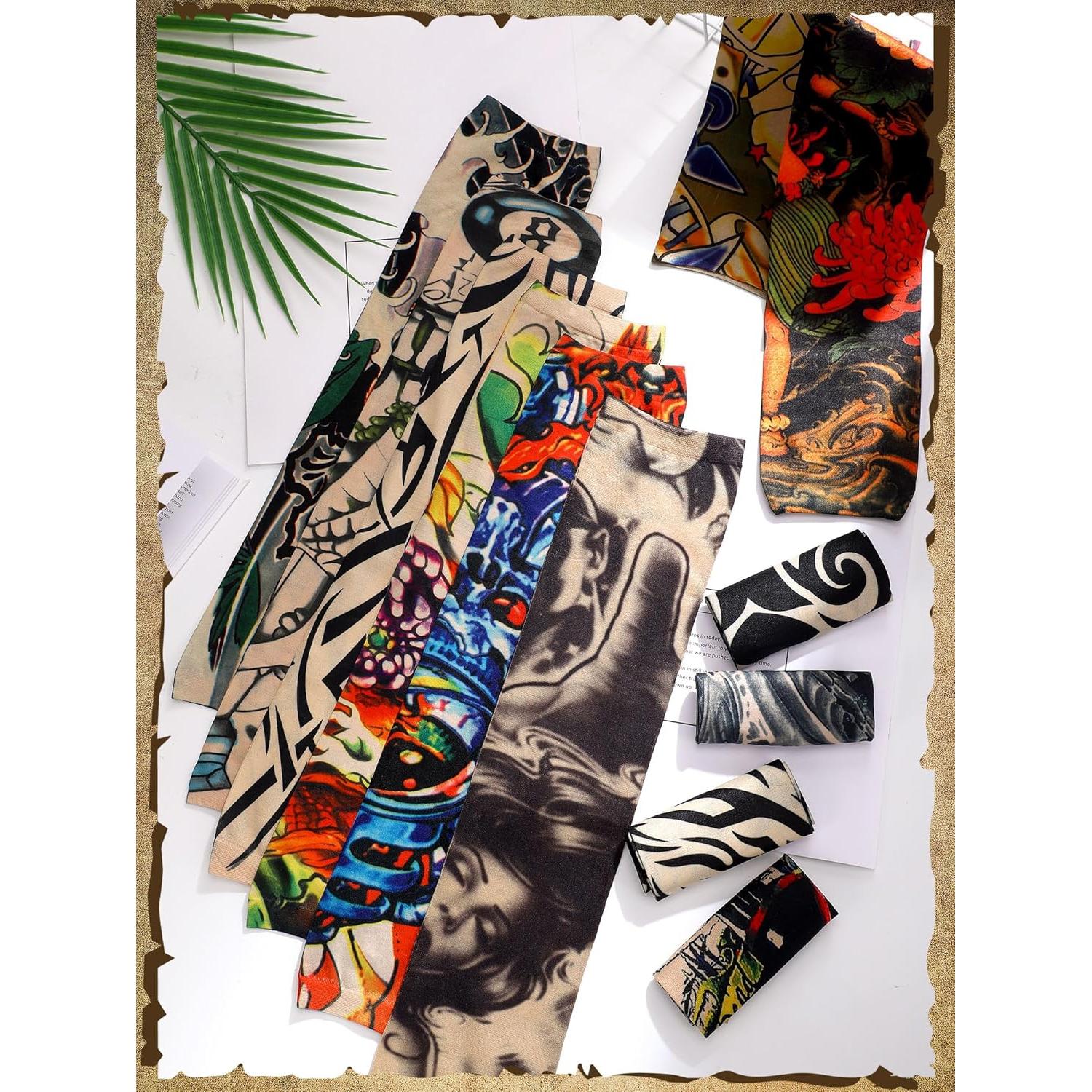 Geyoga Set de 12 Mangas de Tatuaje Falsas UV Unisex