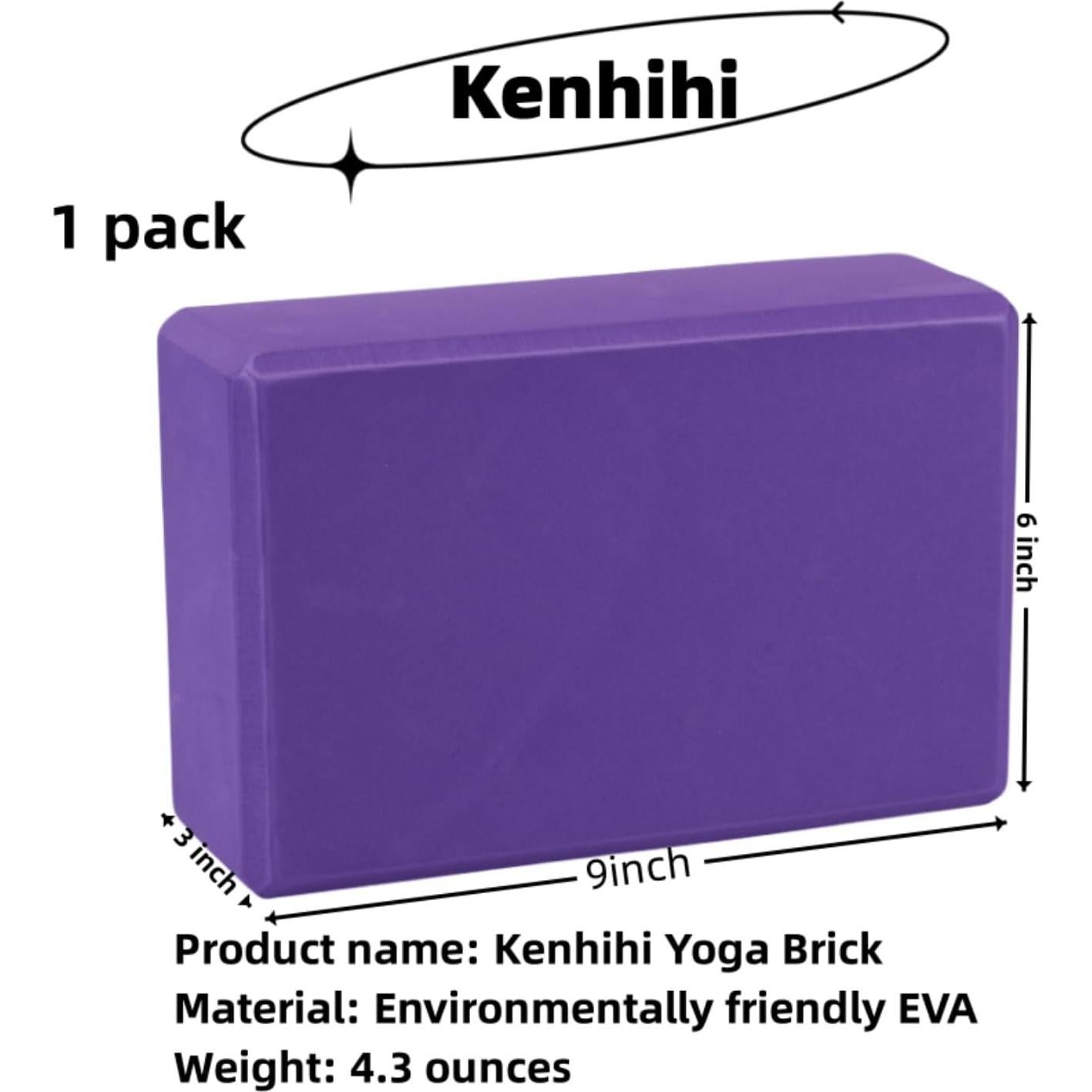 Bloque de Yoga Kenhihi EVA Antideslizante 23x15x8 cm Púrpura