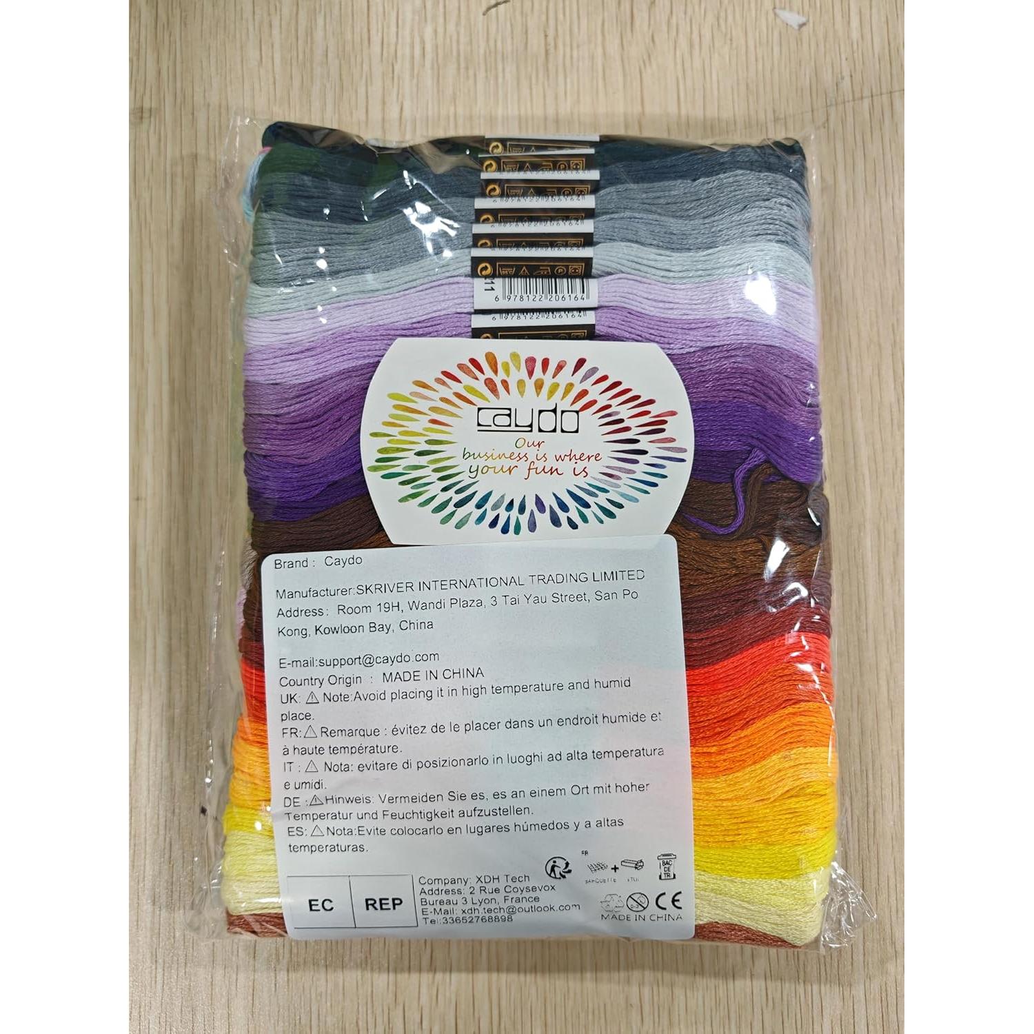 Caydo Hilo de Bordar 100 Colores 8m 12 Bobinas de Poliester