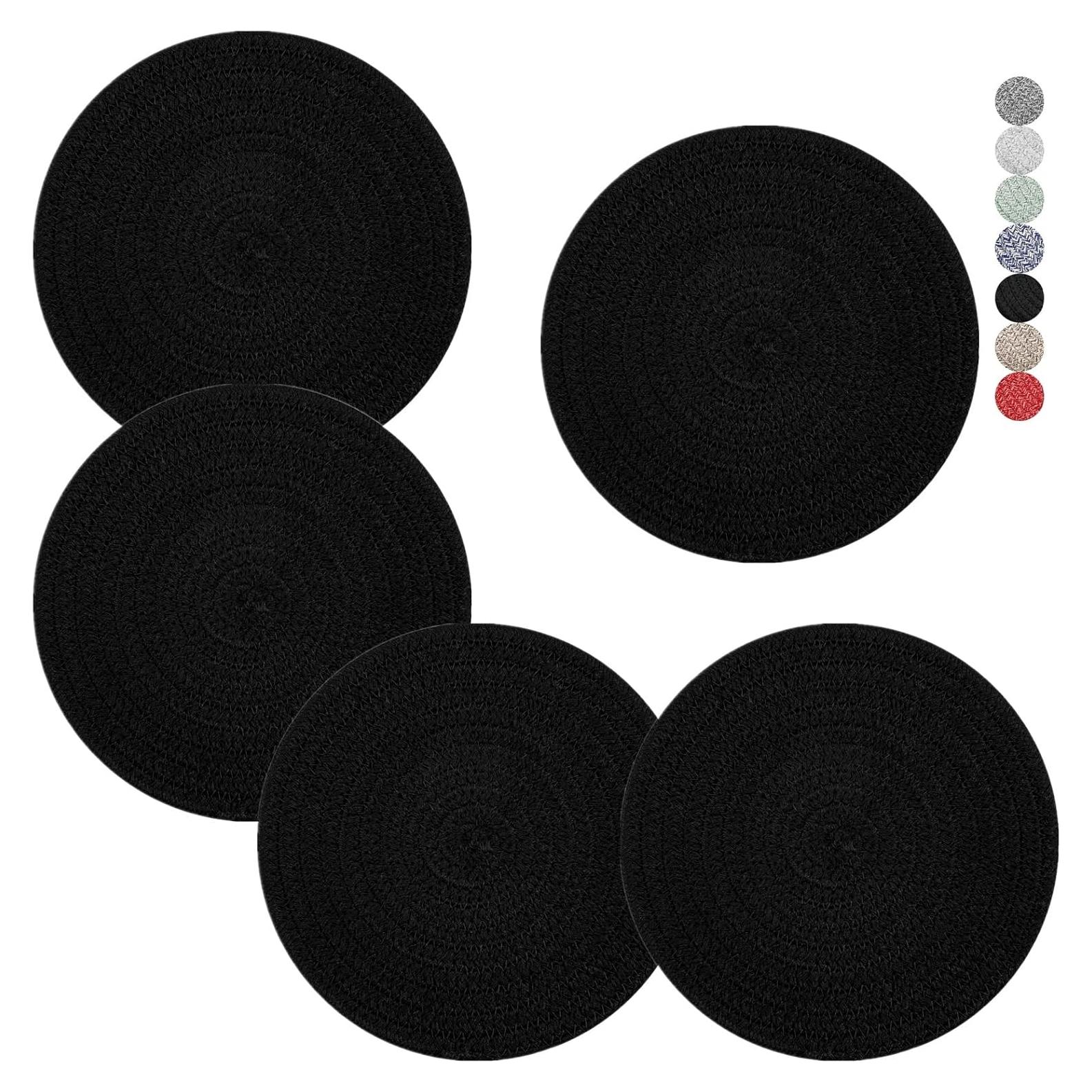 Trivetes Cazzon 8 Pulgadas Algodón Negro 5 Pcs Resistentes al Calor