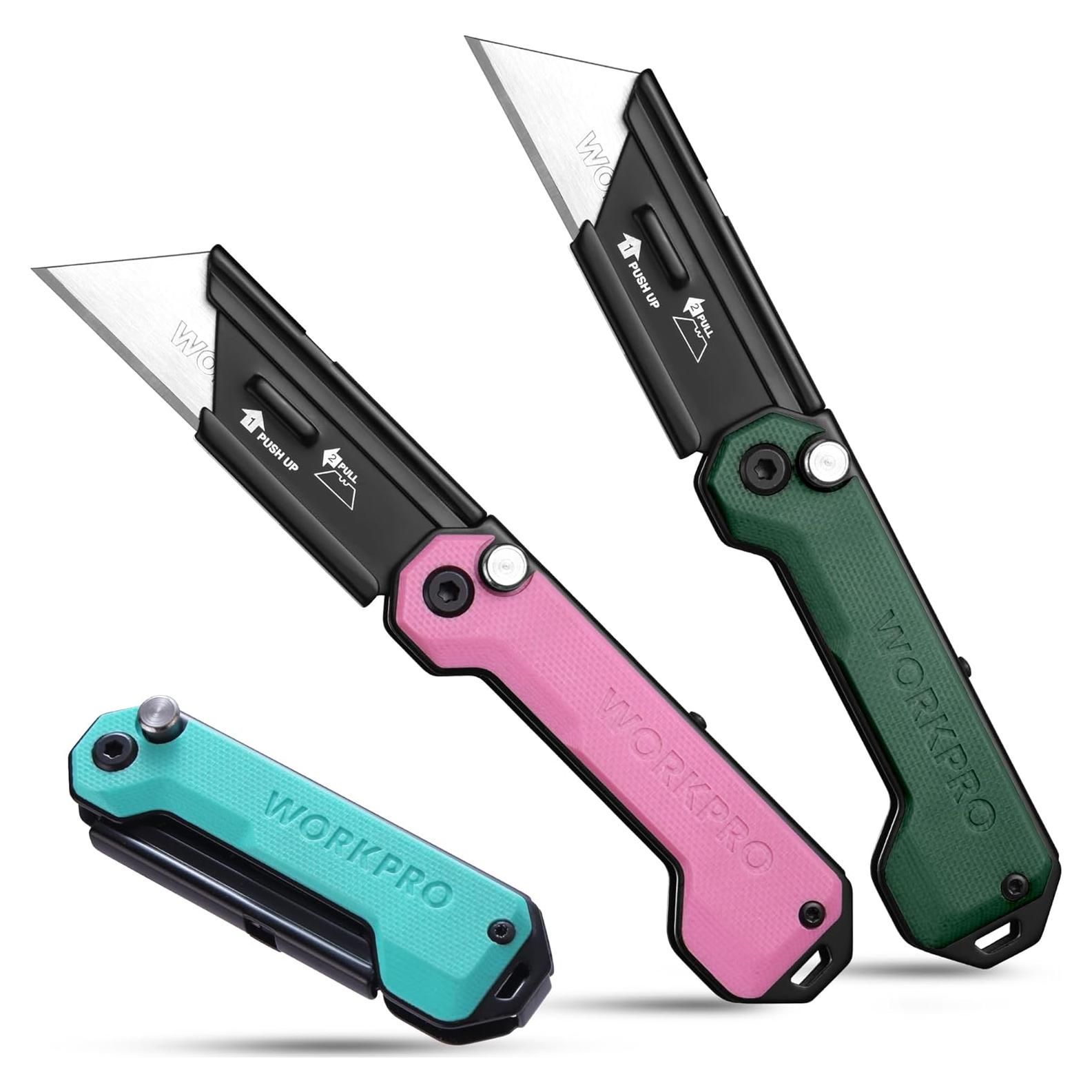 Cuchillo Utility Plegable WORKPRO G10 3 Paquetes 8.26 cm