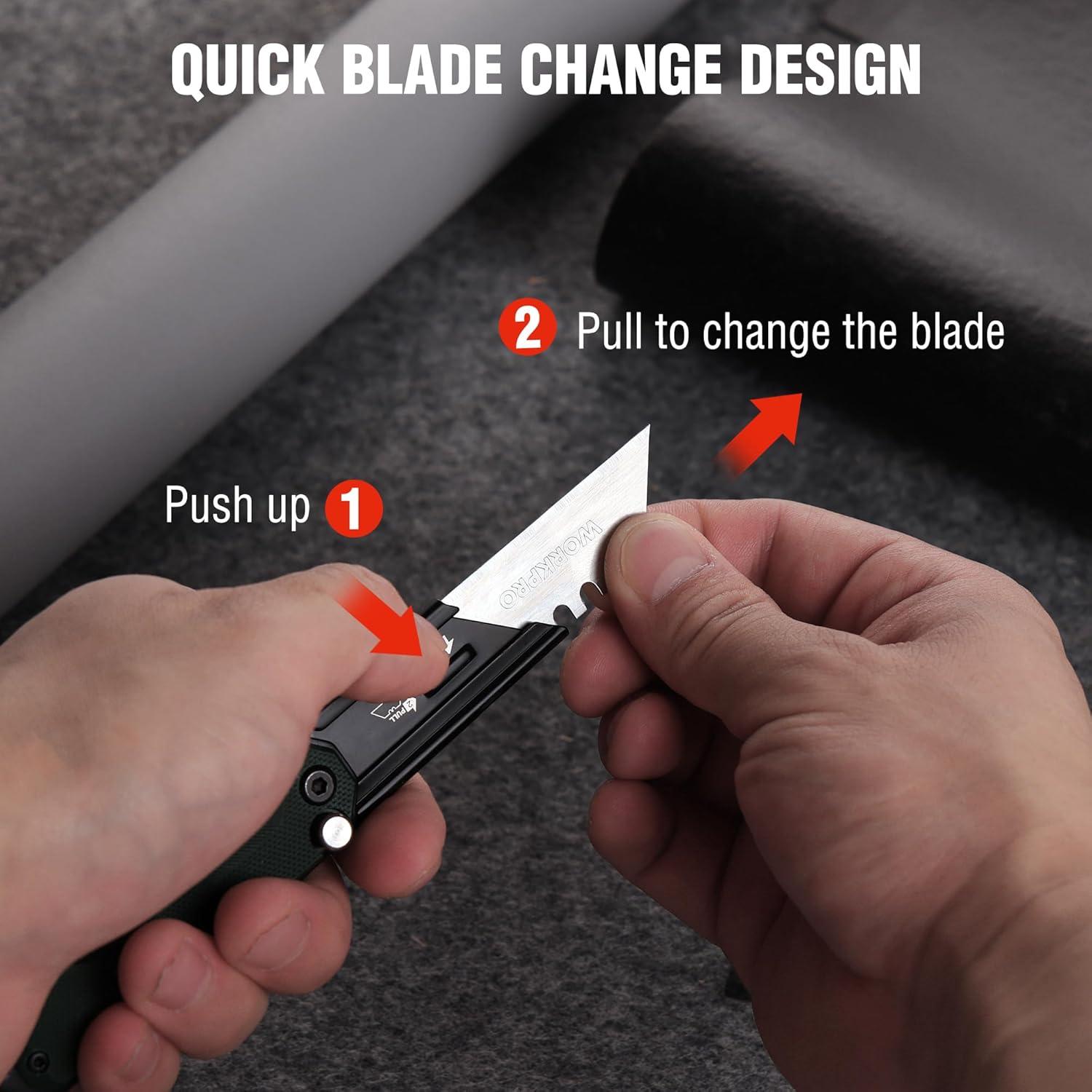 Cuchillo Utility Plegable WORKPRO G10 3 Paquetes 8.26 cm