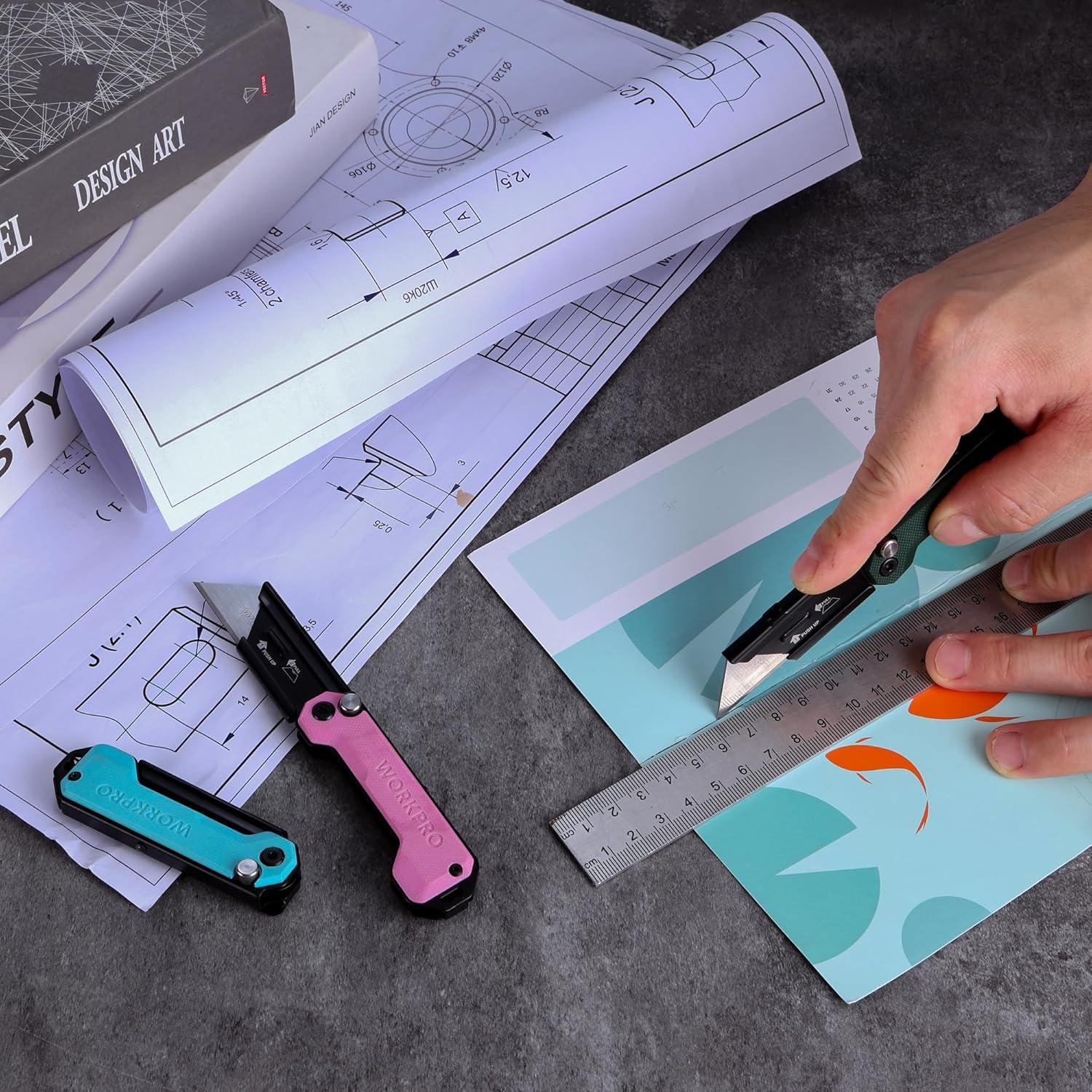 Cuchillo Utility Plegable WORKPRO G10 3 Paquetes 8.26 cm