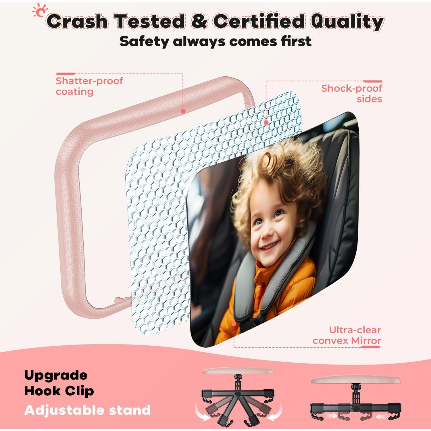 Espejo de Coche para Bebé Mirrorsafe BBJ-02 Rosa Irrompible