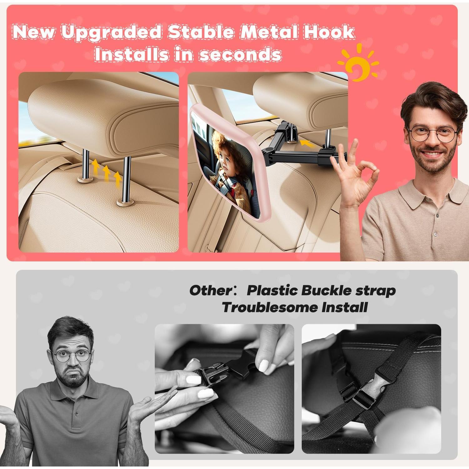 Espejo de Coche para Bebé Mirrorsafe BBJ-02 Rosa Irrompible