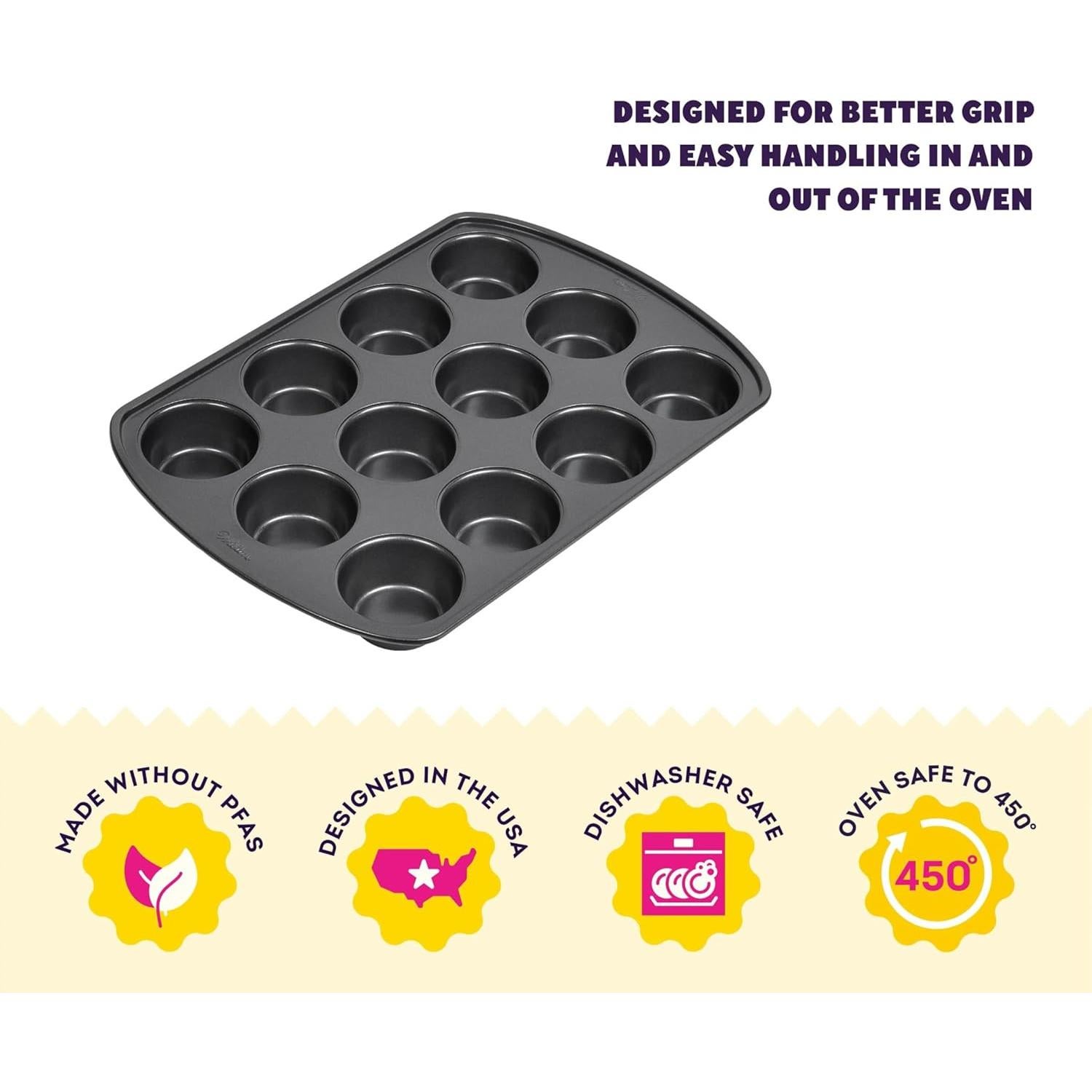 Molde para Muffins Wilton 12 Tazas Antiadherente Pack de 6