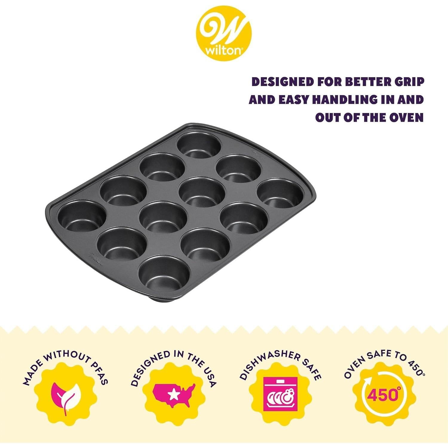 Molde para Muffins Wilton 12 Tazas Antiadherente Pack de 6