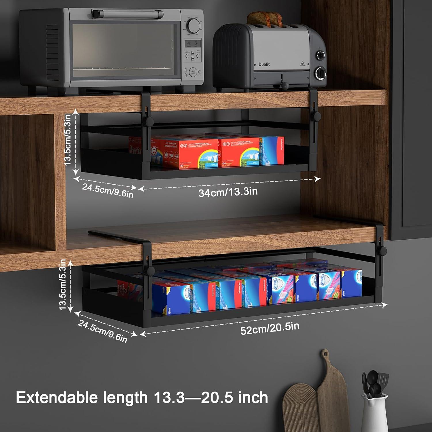 Organizador Bajo Estante AmonHouseware 2 Pack Ajustable Negro