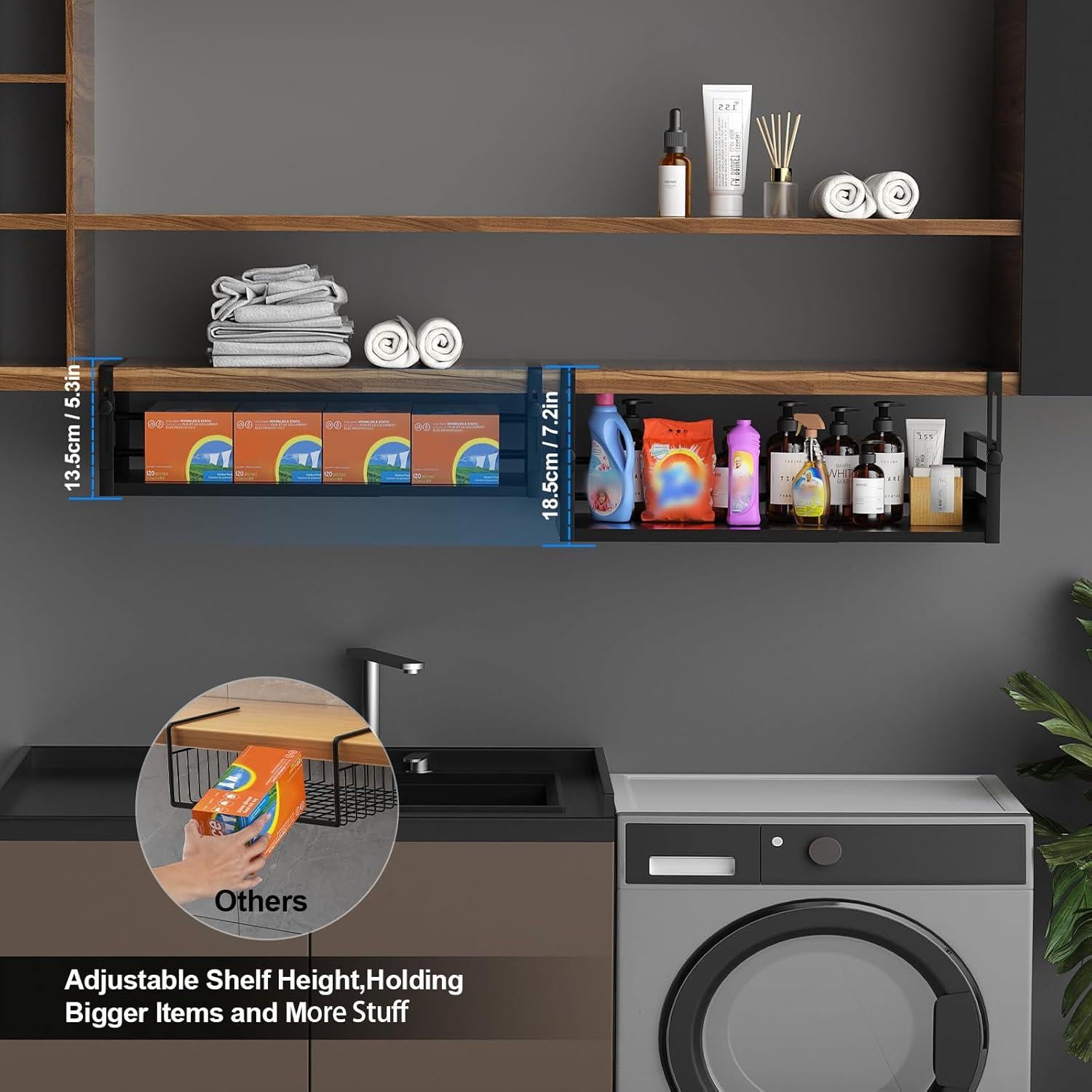 Organizador Bajo Estante AmonHouseware 2 Pack Ajustable Negro