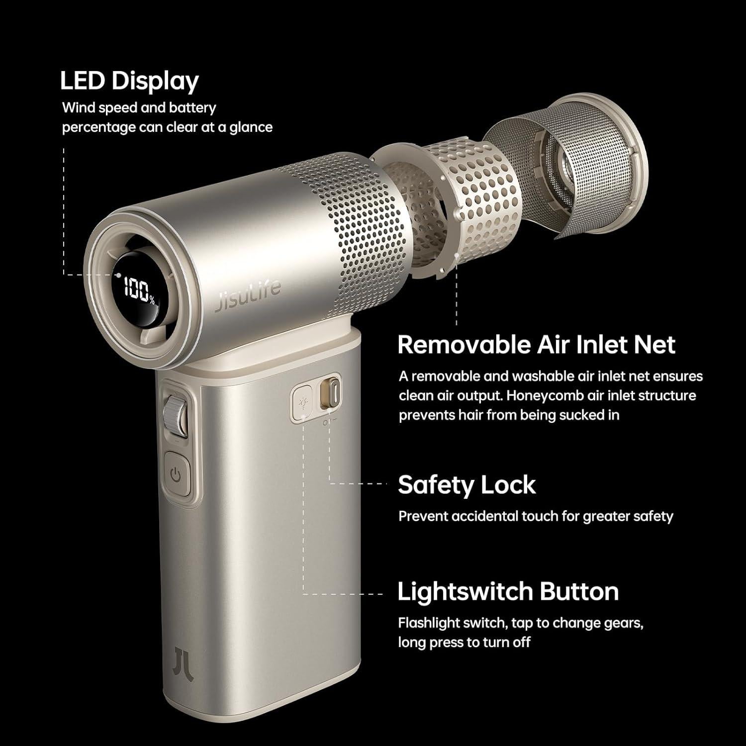 Ventilador Portátil JISULIFE Ultra2 9000mAh 100 Velocidades