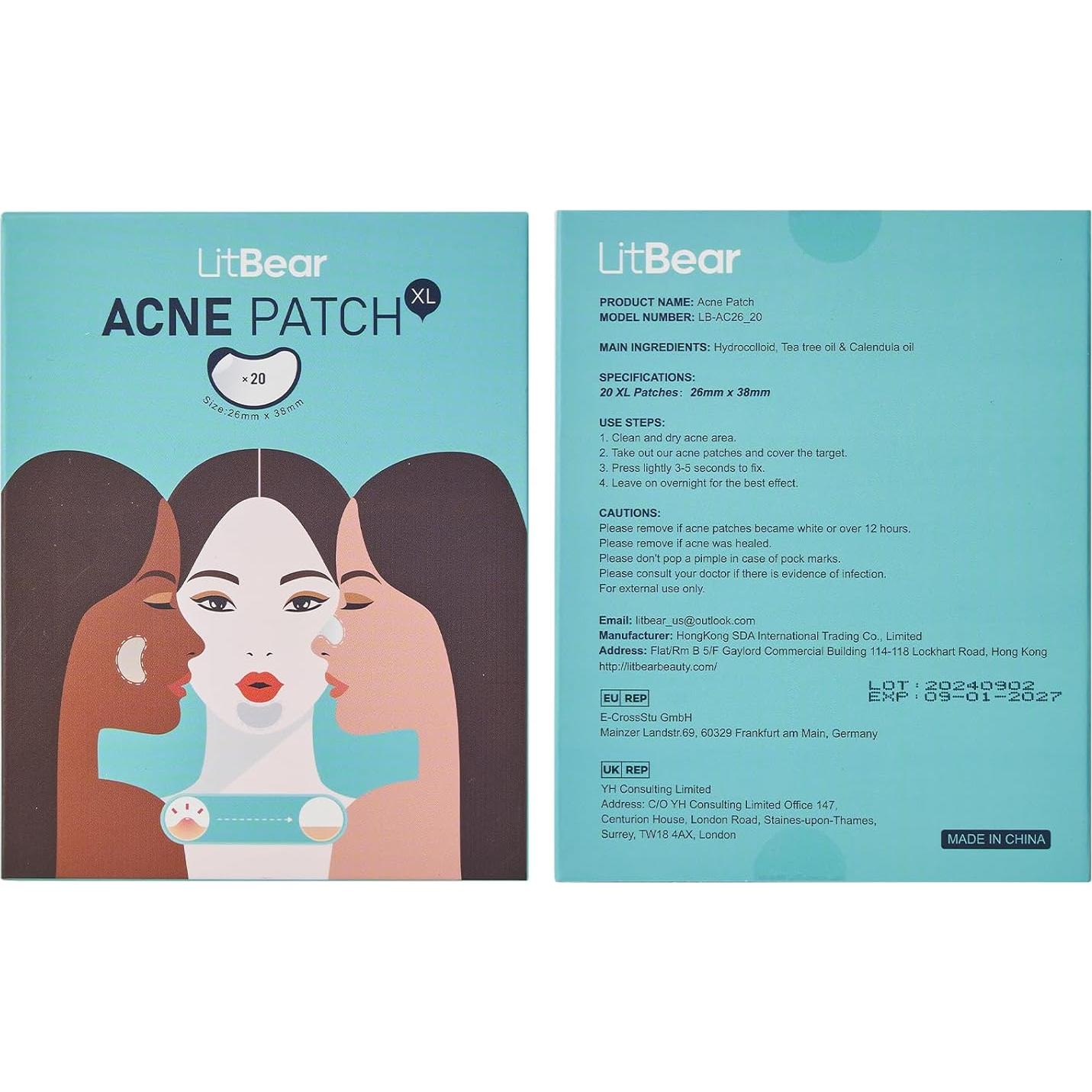 Parche Hidrocoloide Grande LitBear para Acné - 20 Parches