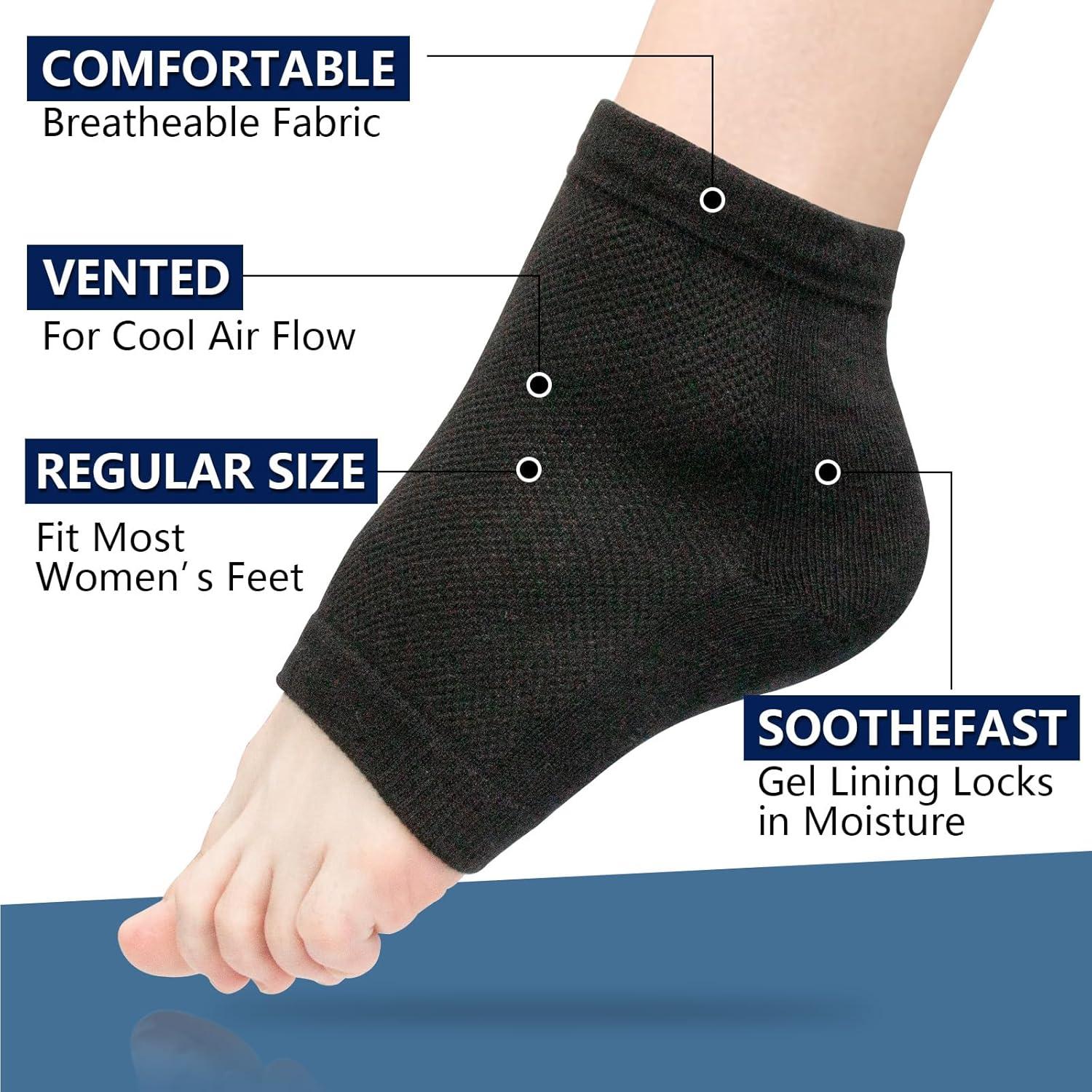 Calcetines Hidratantes de Gel Yoosolle para Talones Secos - 2 Pares - Grande Negro