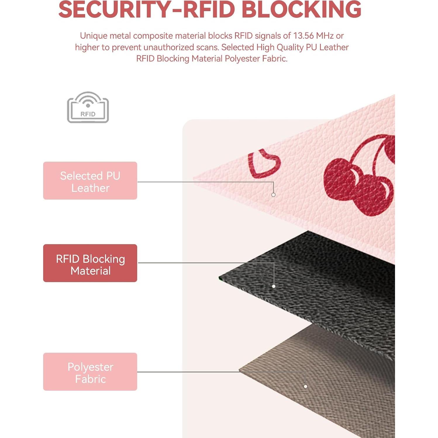 Cartera Pequeña BOSTANTEN Estampado de Cereza RFID 12x7.5cm