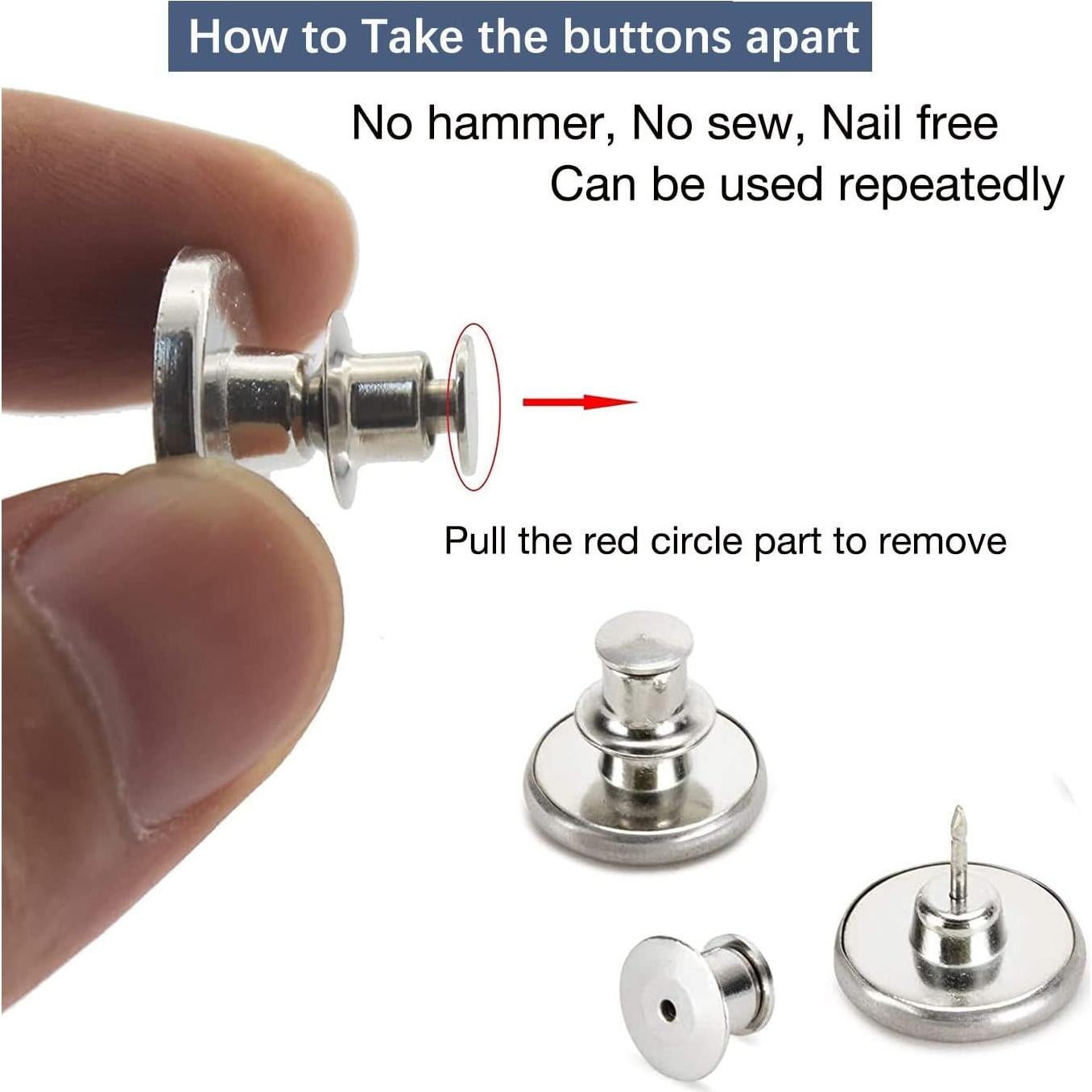 8 Botones Metálicos Ajustables para Pantalón Zenglu 17 mm