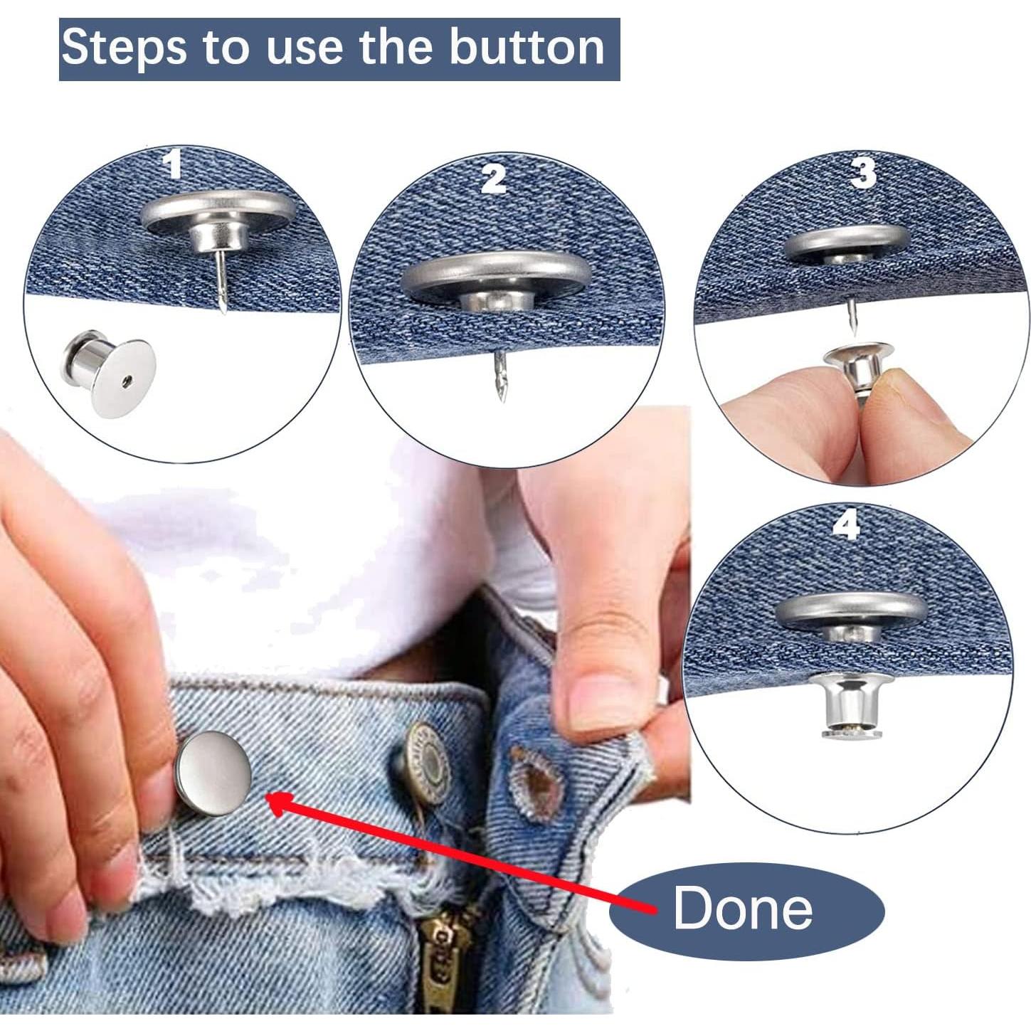 8 Botones Metálicos Ajustables para Pantalón Zenglu 17 mm