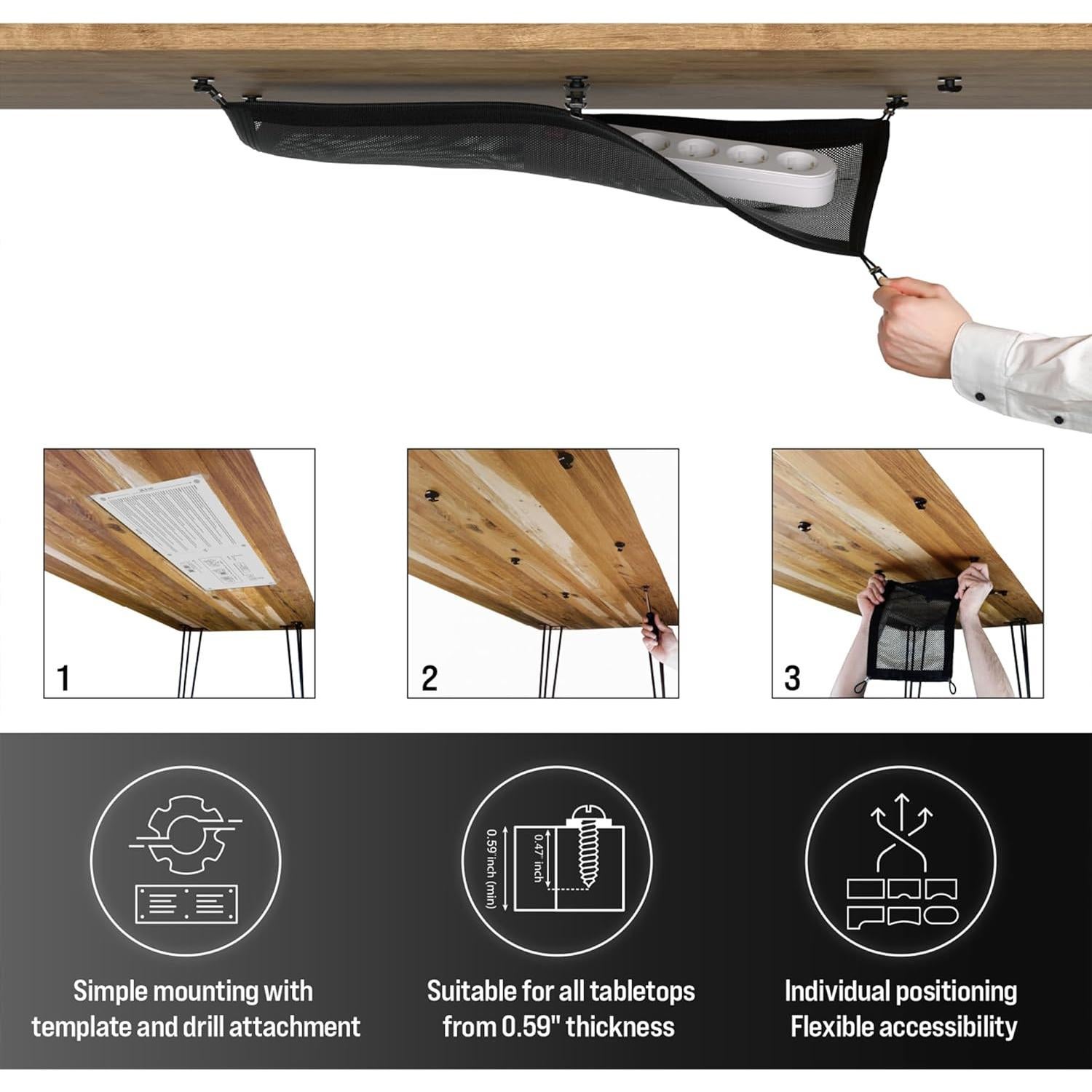 Bandeja de gestión de cables Ultimate Setup 63.5x24 cm