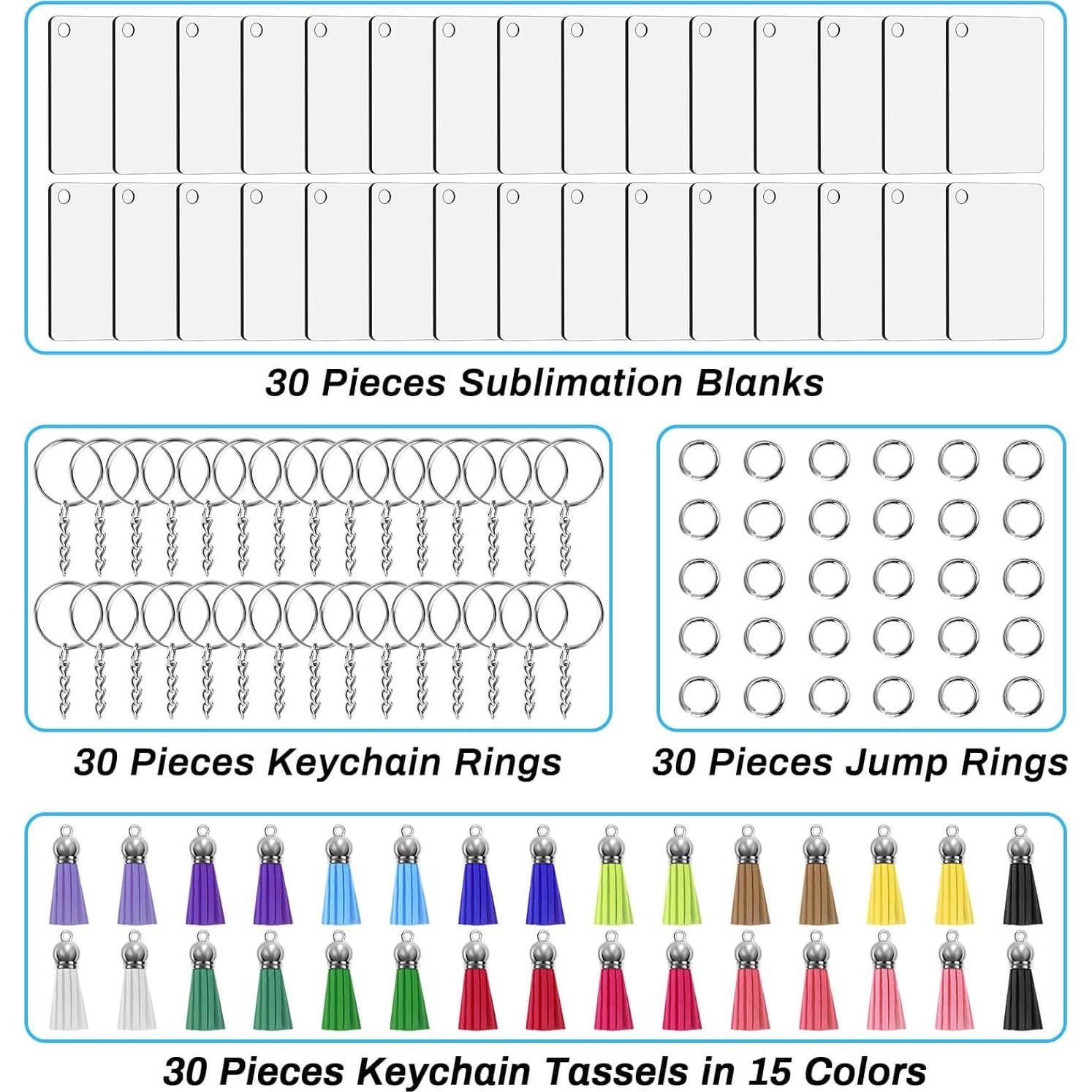 Kit de Llaveros en Blanco para Sublimación Modacraft 120 Piezas