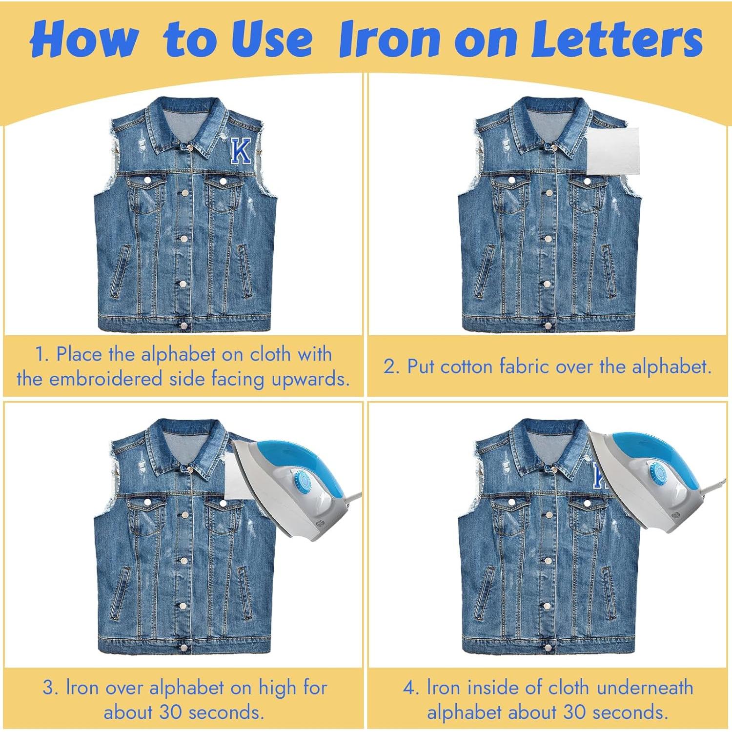 Letras Termoadhesivas NIUBIER 52 Piezas Azul 5x4 cm