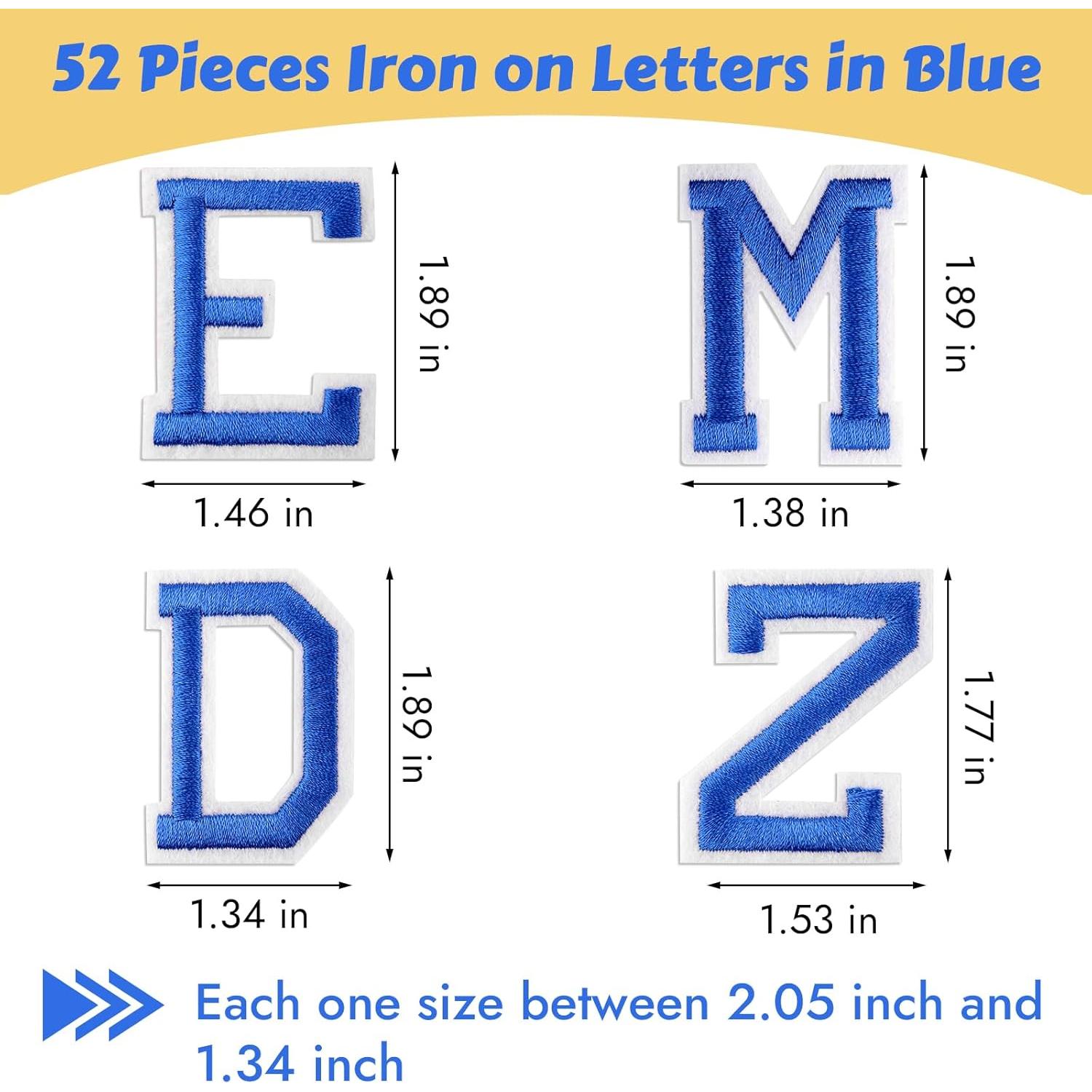 Letras Termoadhesivas NIUBIER 52 Piezas Azul 5x4 cm