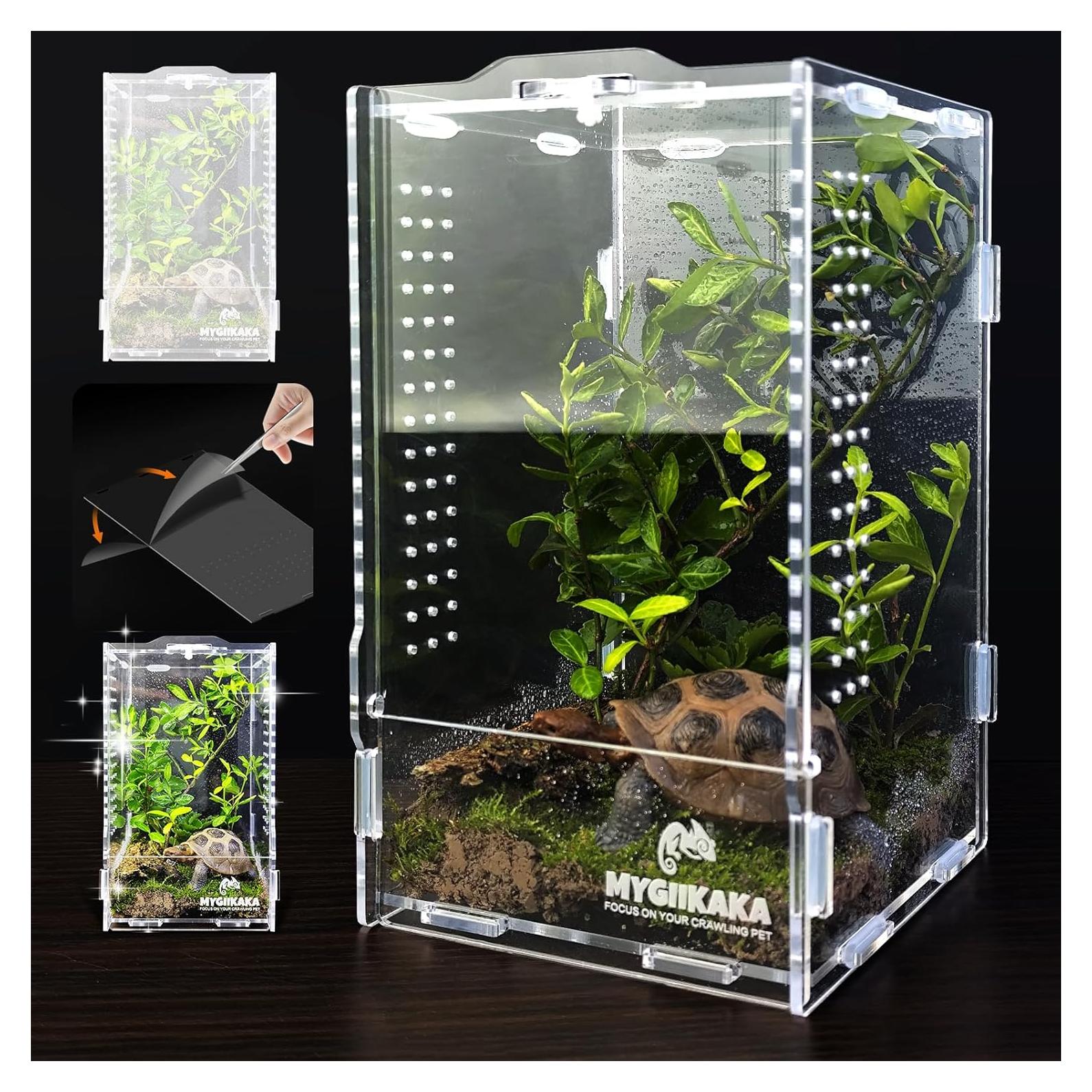 Terrario de Acrílico MYGIIKAKA 20x12x11 cm para Reptiles