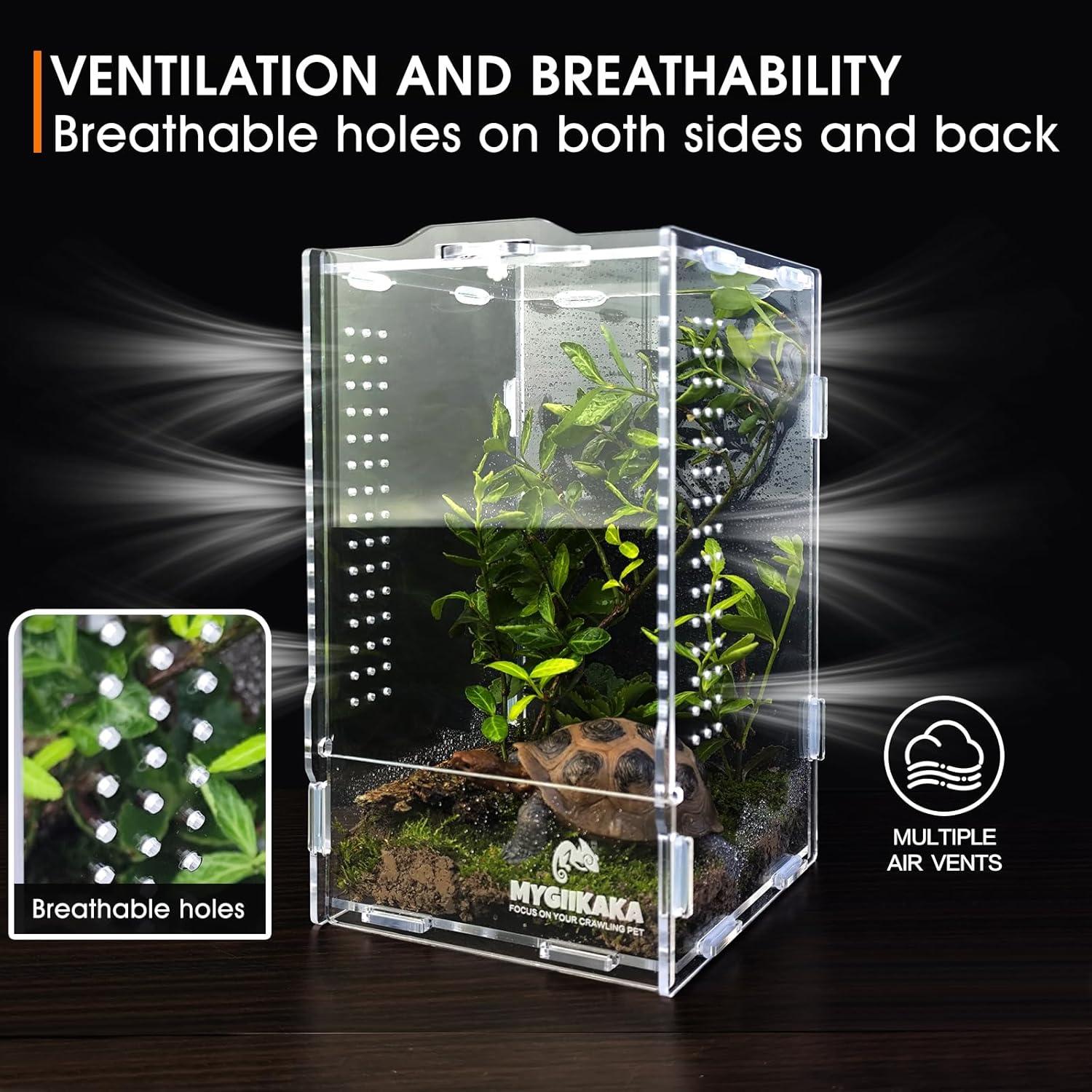 Terrario de Acrílico MYGIIKAKA 20x12x11 cm para Reptiles