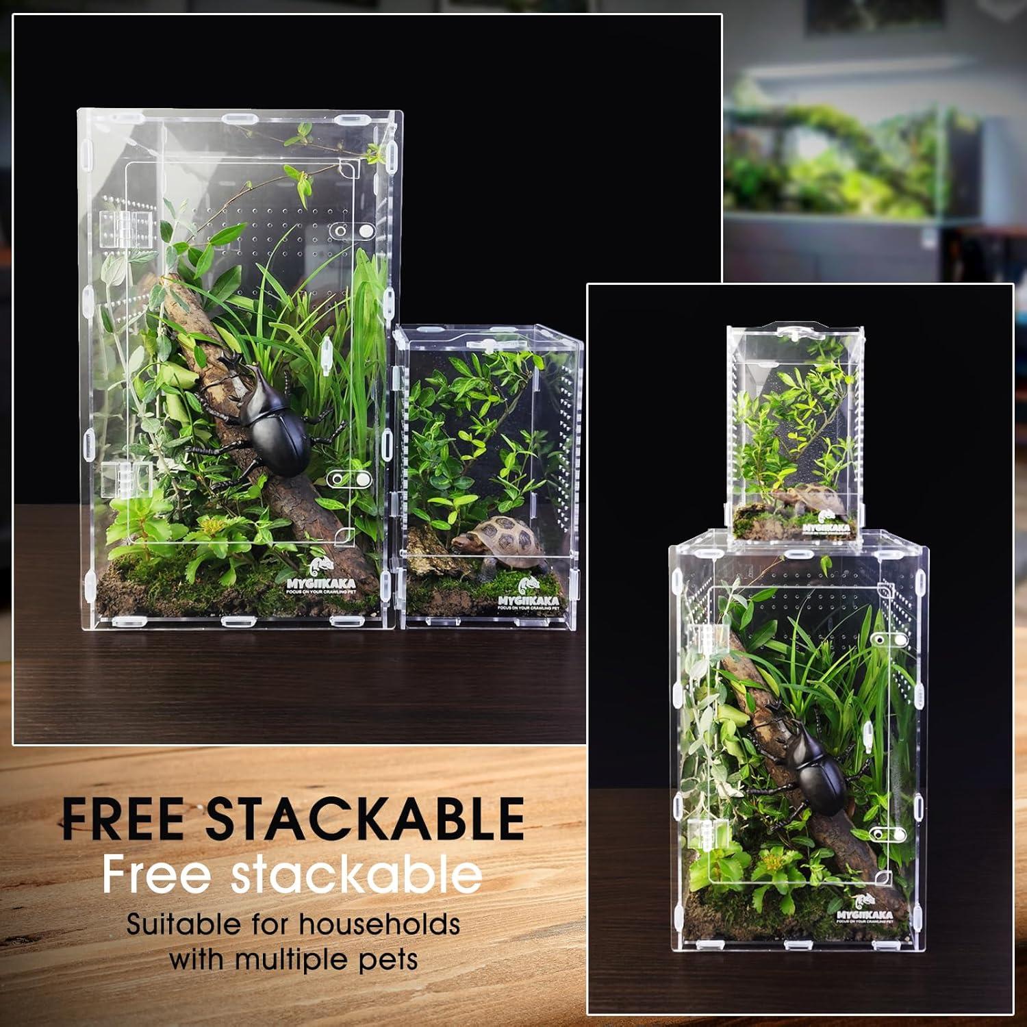 Terrario de Acrílico MYGIIKAKA 20x12x11 cm para Reptiles