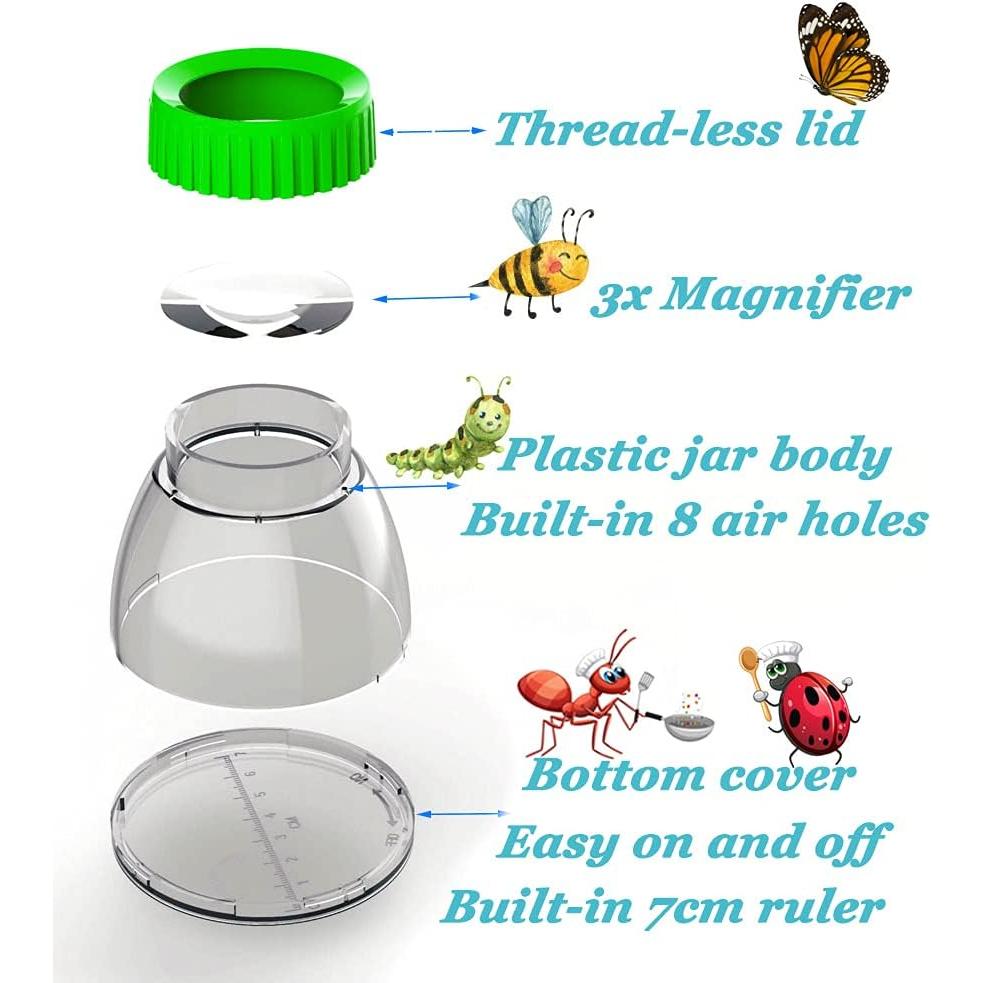 Visor de Insectos RORANIC 5X con Regla y Pinzas - 4 Pack Verde