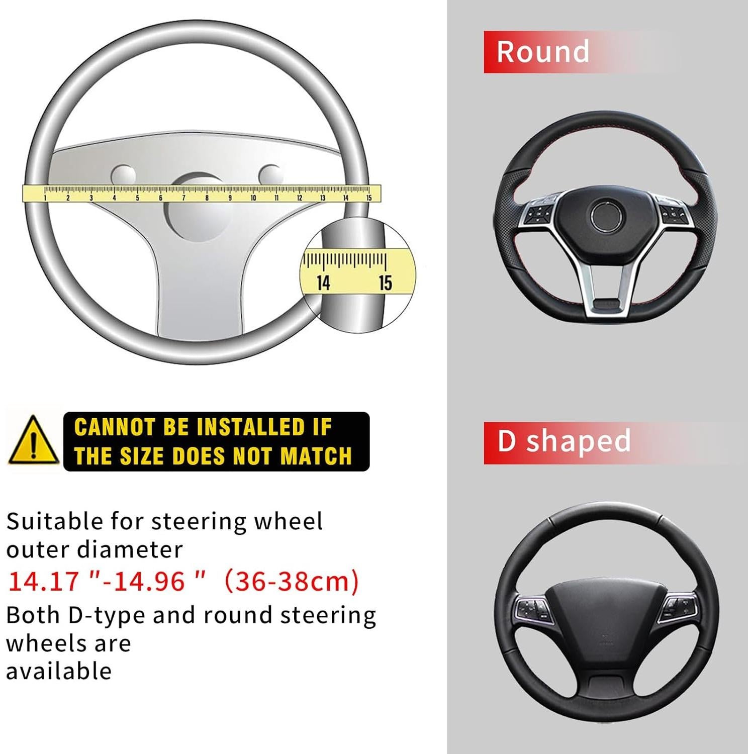 Funda de Volante de Coche Couslcd 15" Negra con Orejas de Gato